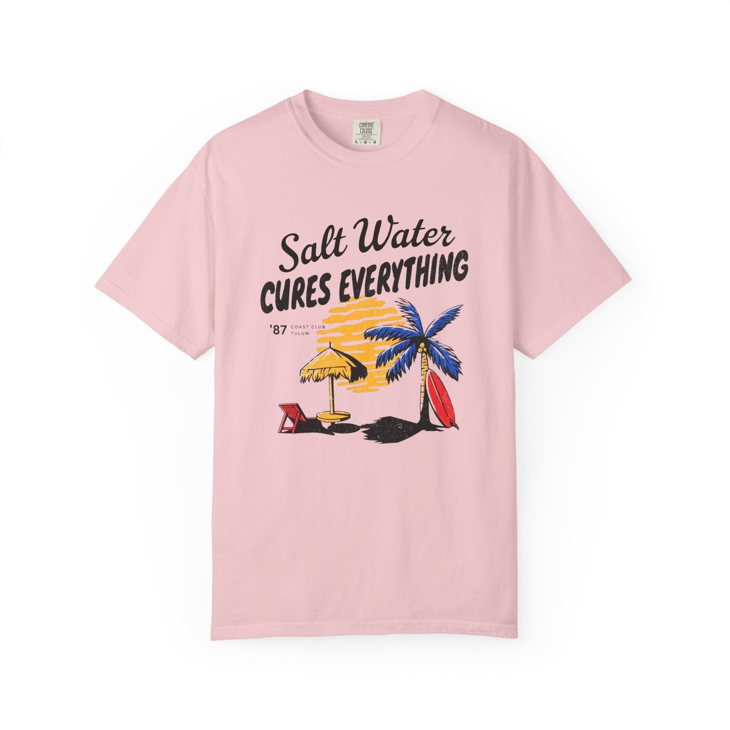 Salt Water Cures Everything Beach T-Shirt — Surf Palm Tree Graphic Tee