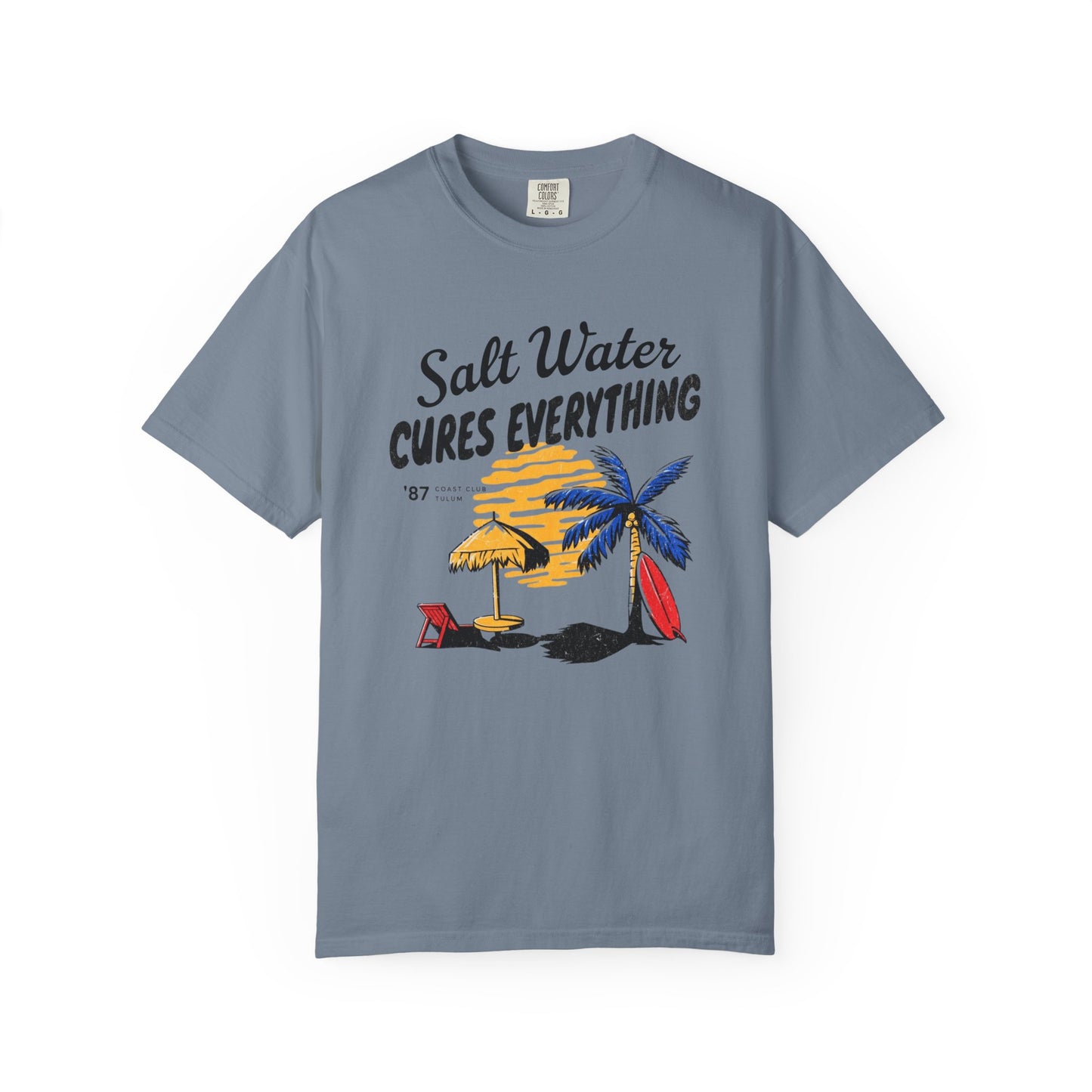 Salt Water Cures Everything Beach T-Shirt — Surf Palm Tree Graphic Tee