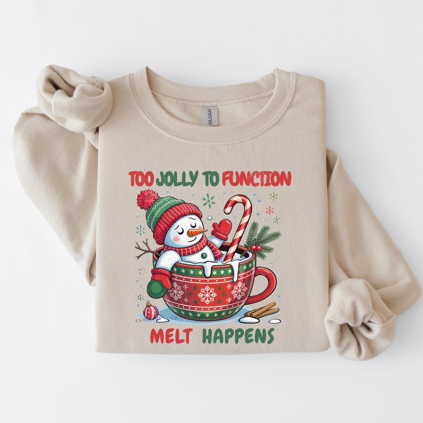 Funny Snowman Christmas Sweatshirt, Holiday Cocoa Mug Shirt