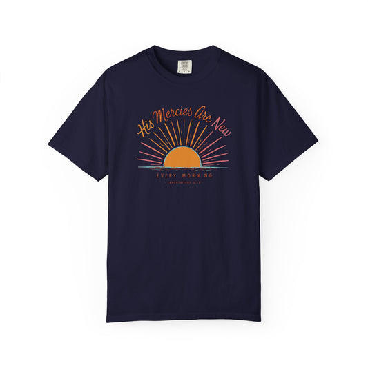 T-Shirt — "His Mercies Are New Every Morning" Christian Sunrise Tee
