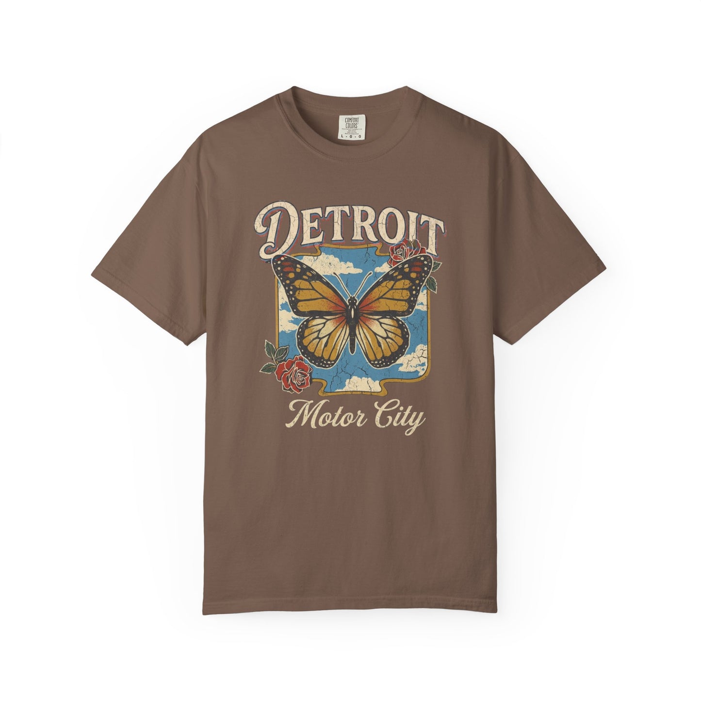 Detroit Motor City Butterfly T-Shirt — Vintage Floral Retro Graphic Tee