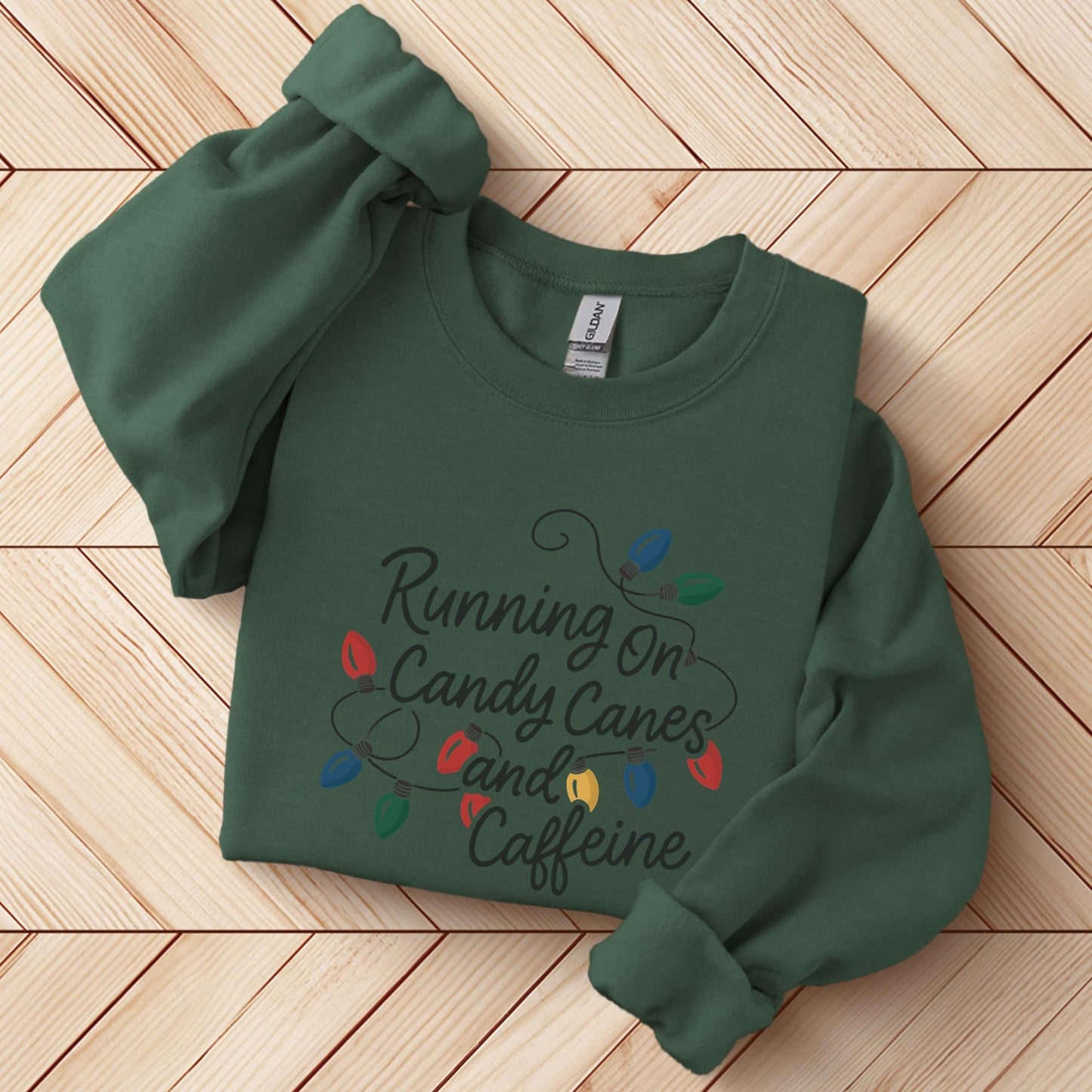 Running On Candy Canes And Caffeine Sweatshirt, Funny Christmas Gift