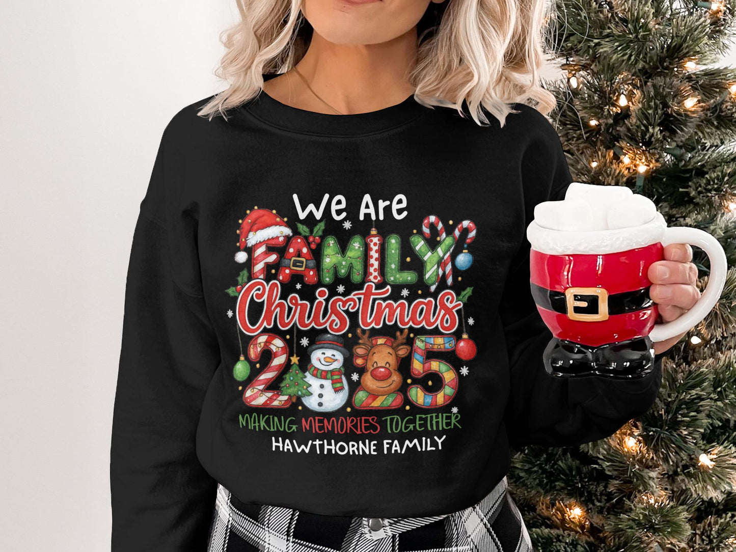 Custom Family Christmas Sweatshirt, Personalized Holiday Outfit