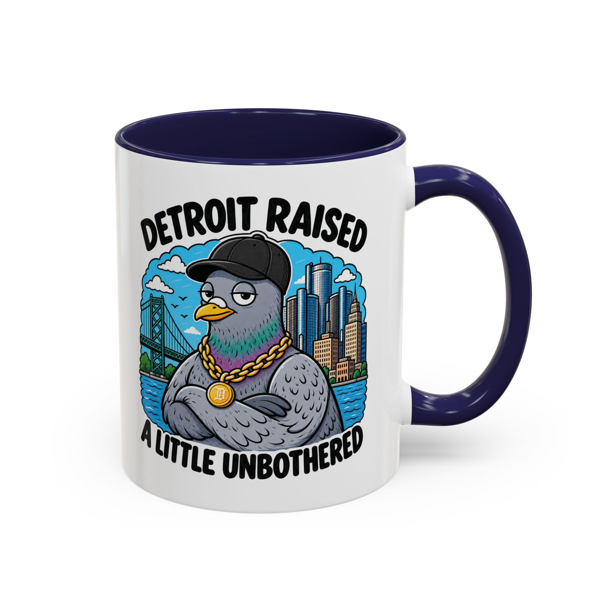 Detroit Raised A Little Unbothered Funny Pigeon Coffee Mug