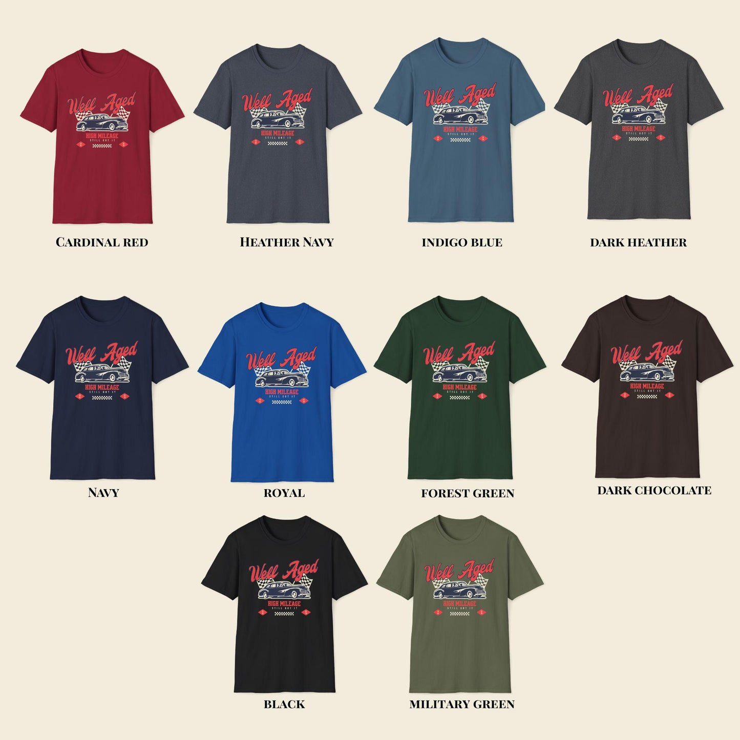 Personalized 40th Birthday Shirt, Well Aged High Mileage Classic Car Lover Gift (Est. 1985)