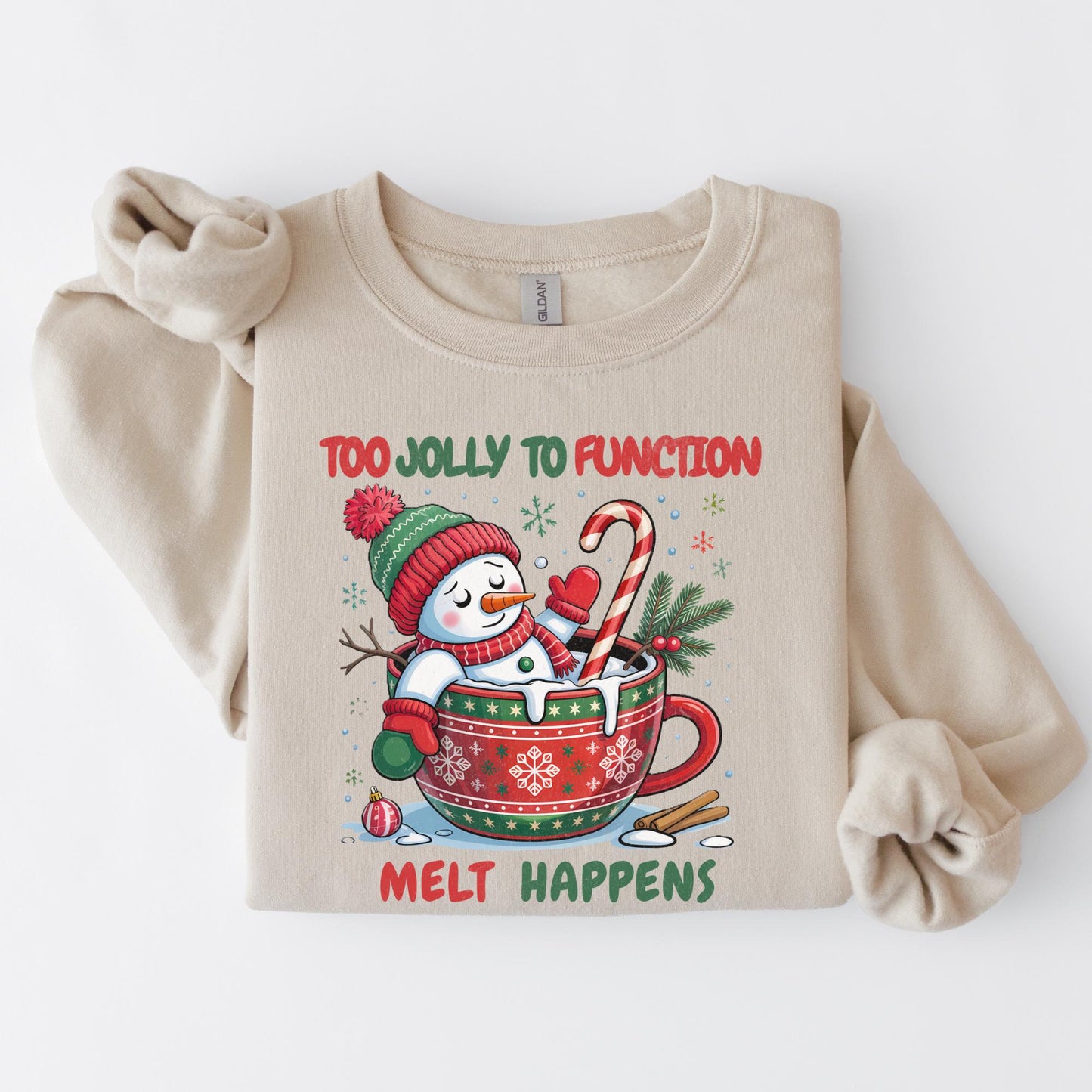 Funny Snowman Christmas Sweatshirt, Holiday Cocoa Mug Shirt