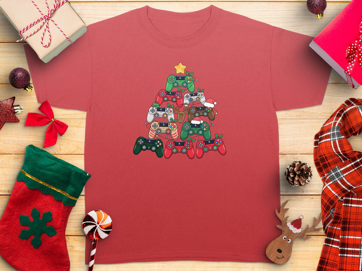 Gamer Christmas Tree T-Shirt, Controller Xmas Tee