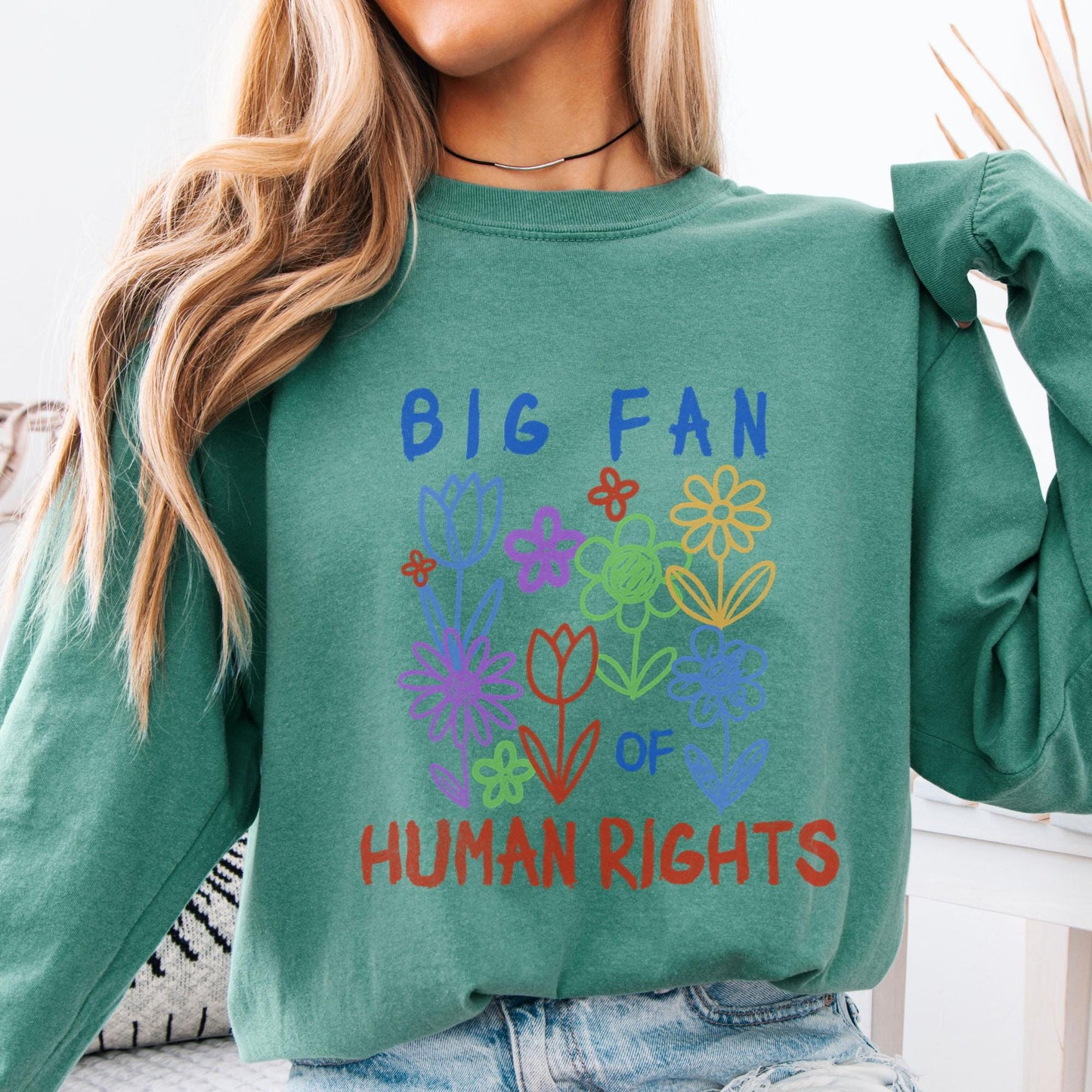 Human Rights Rainbow Flower Sweatshirt, Equality Kindness Tee