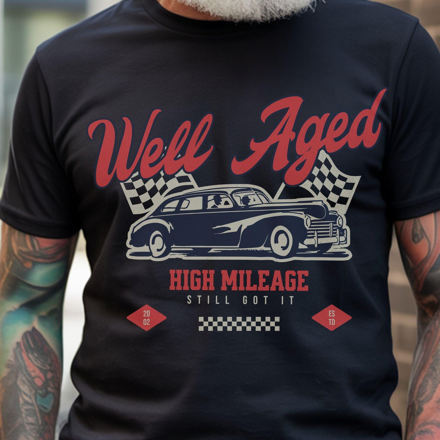 Personalized 40th Birthday Shirt, Well Aged High Mileage Classic Car Lover Gift (Est. 1985)