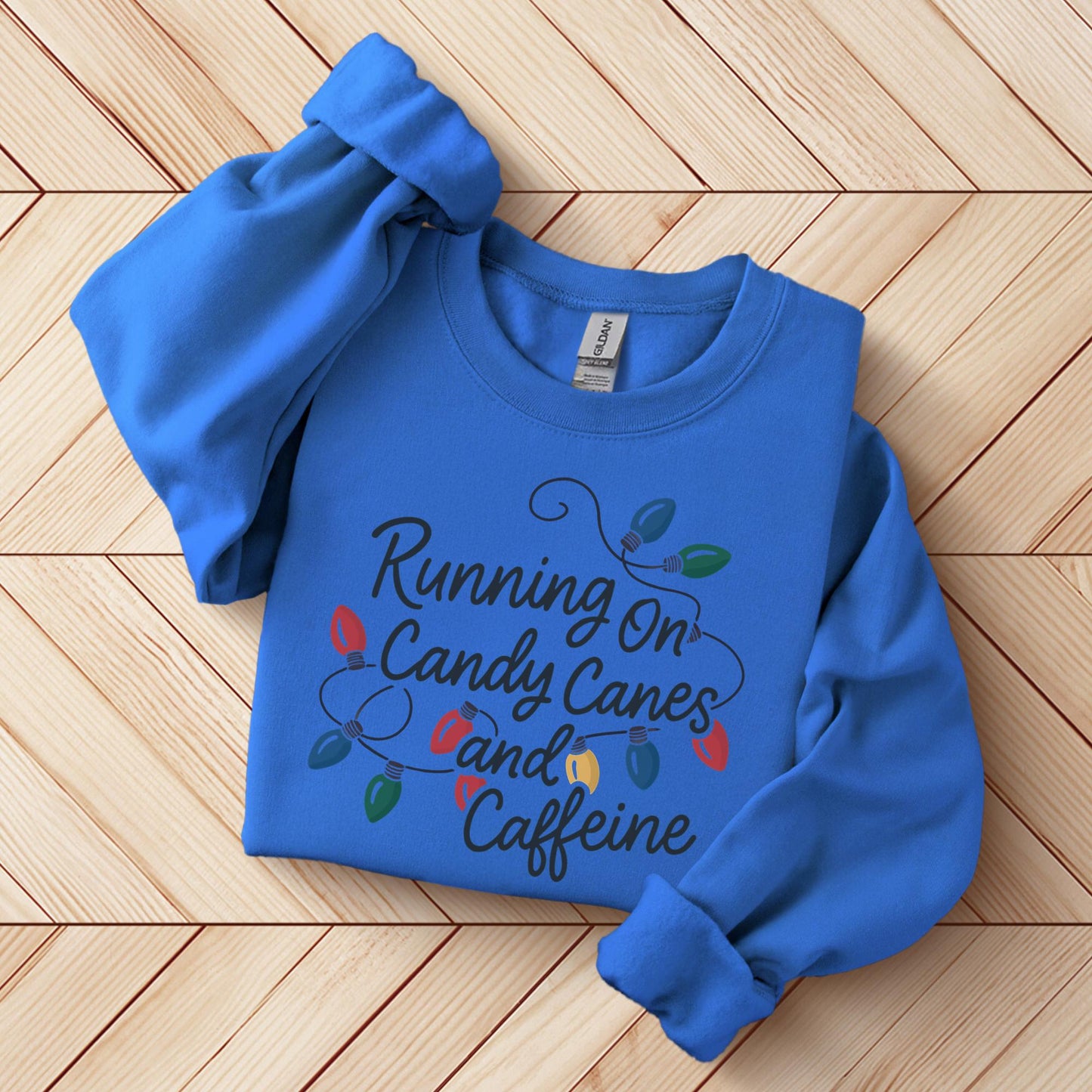 Running On Candy Canes And Caffeine Sweatshirt, Funny Christmas Gift