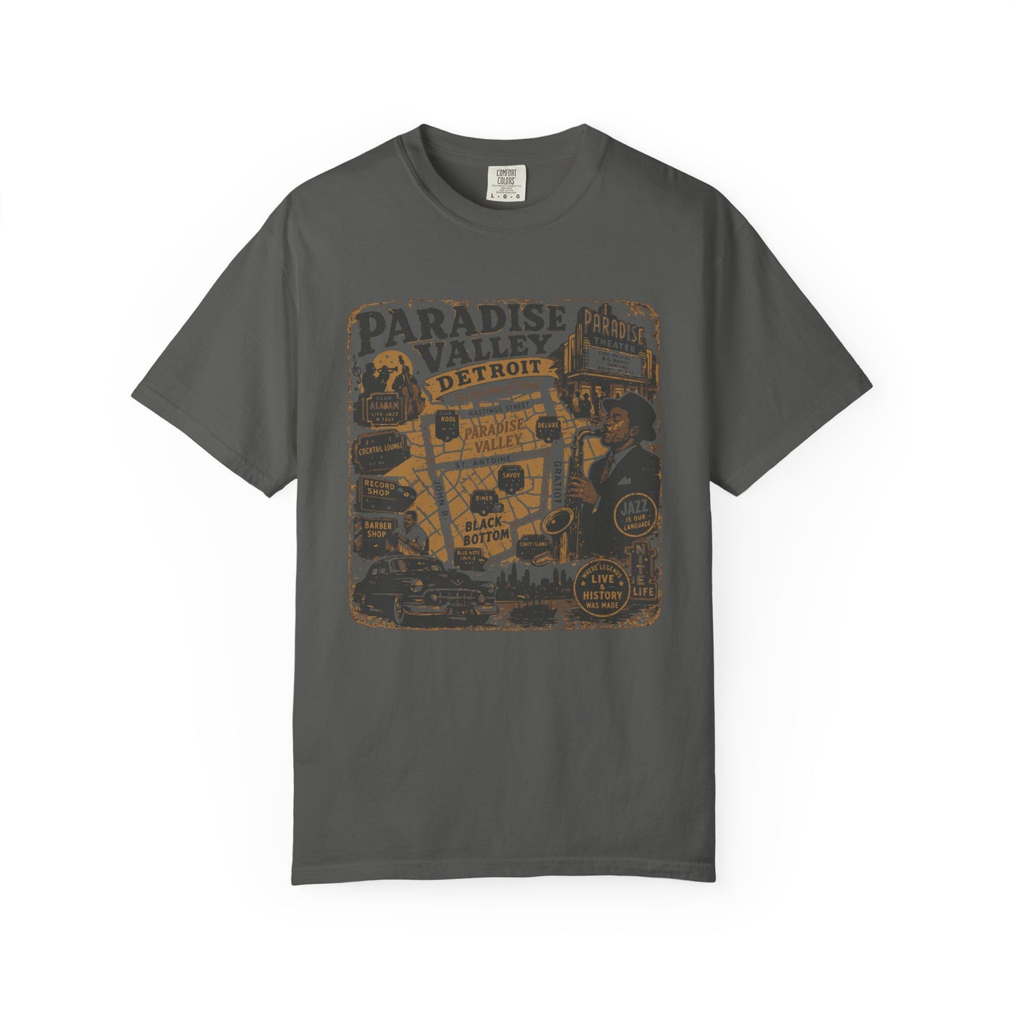 Paradise Valley Detroit T-Shirt Black Bottom Jazz District Tee Vintage Detroit History Shirt