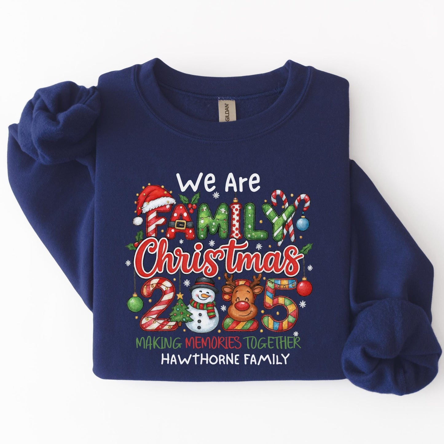 Custom Family Christmas Sweatshirt, Personalized Holiday Outfit