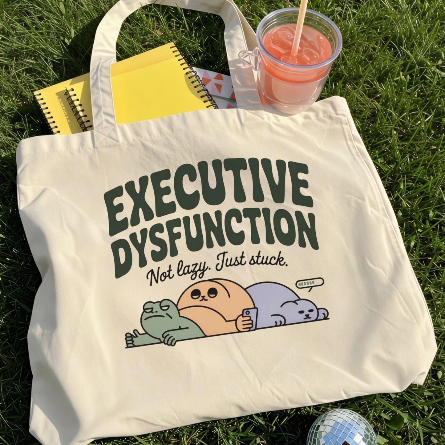 Executive Dysfunction Canvas Tote Bag: Funny Neurodivergent Gift
