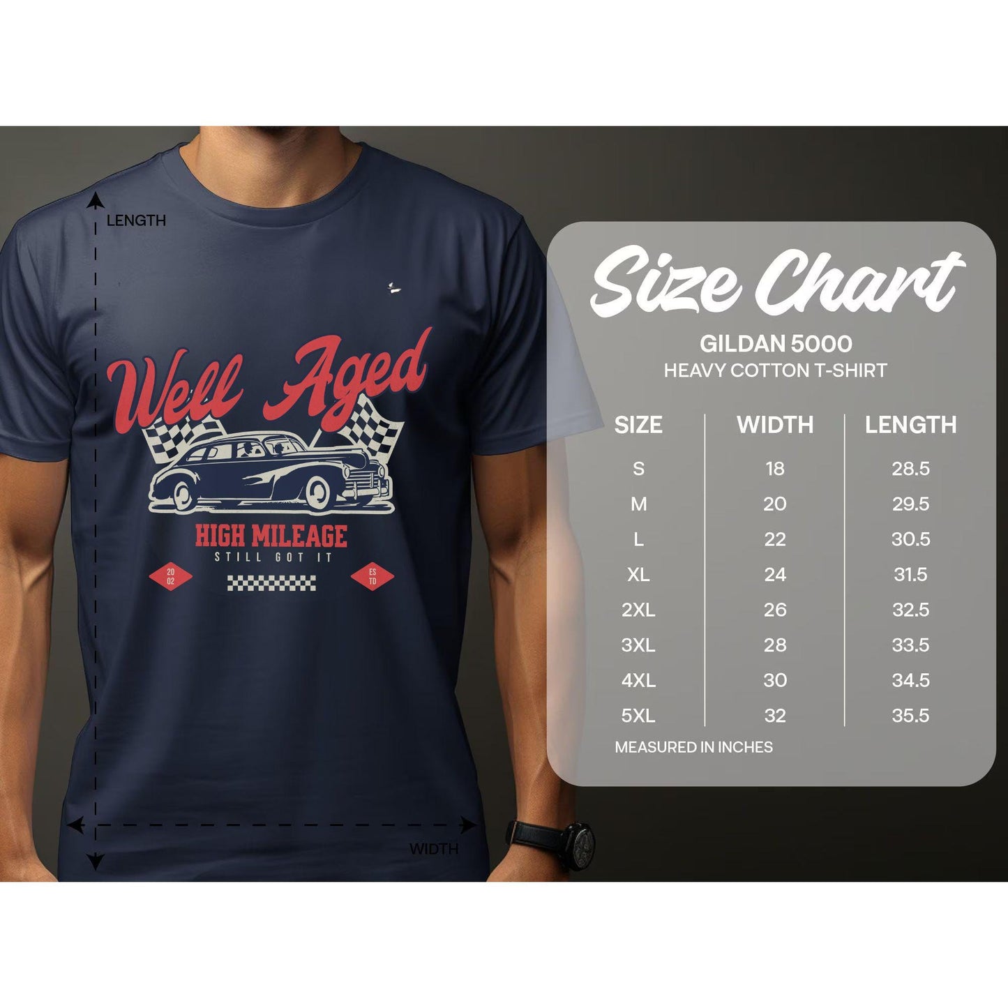 Personalized 40th Birthday Shirt, Well Aged High Mileage Classic Car Lover Gift (Est. 1985)