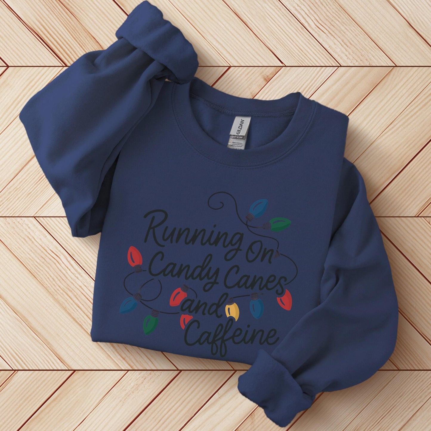 Running On Candy Canes And Caffeine Sweatshirt, Funny Christmas Gift