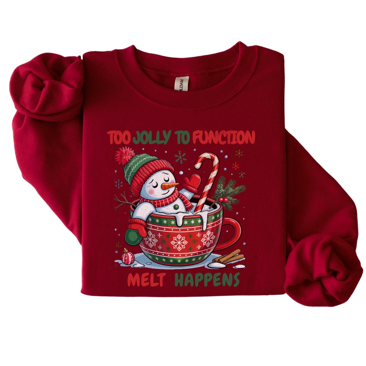 Funny Snowman Christmas Sweatshirt, Holiday Cocoa Mug Shirt