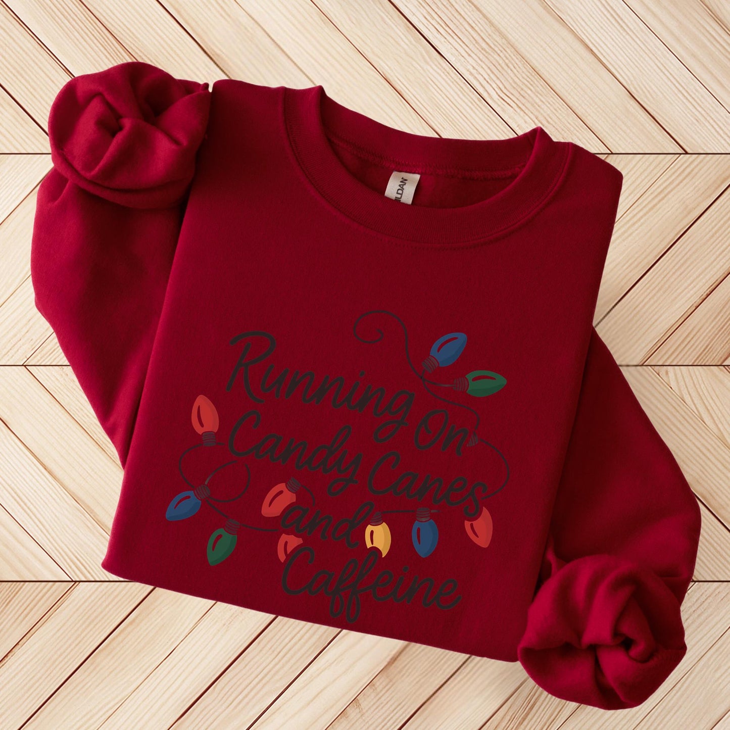 Running On Candy Canes And Caffeine Sweatshirt, Funny Christmas Gift