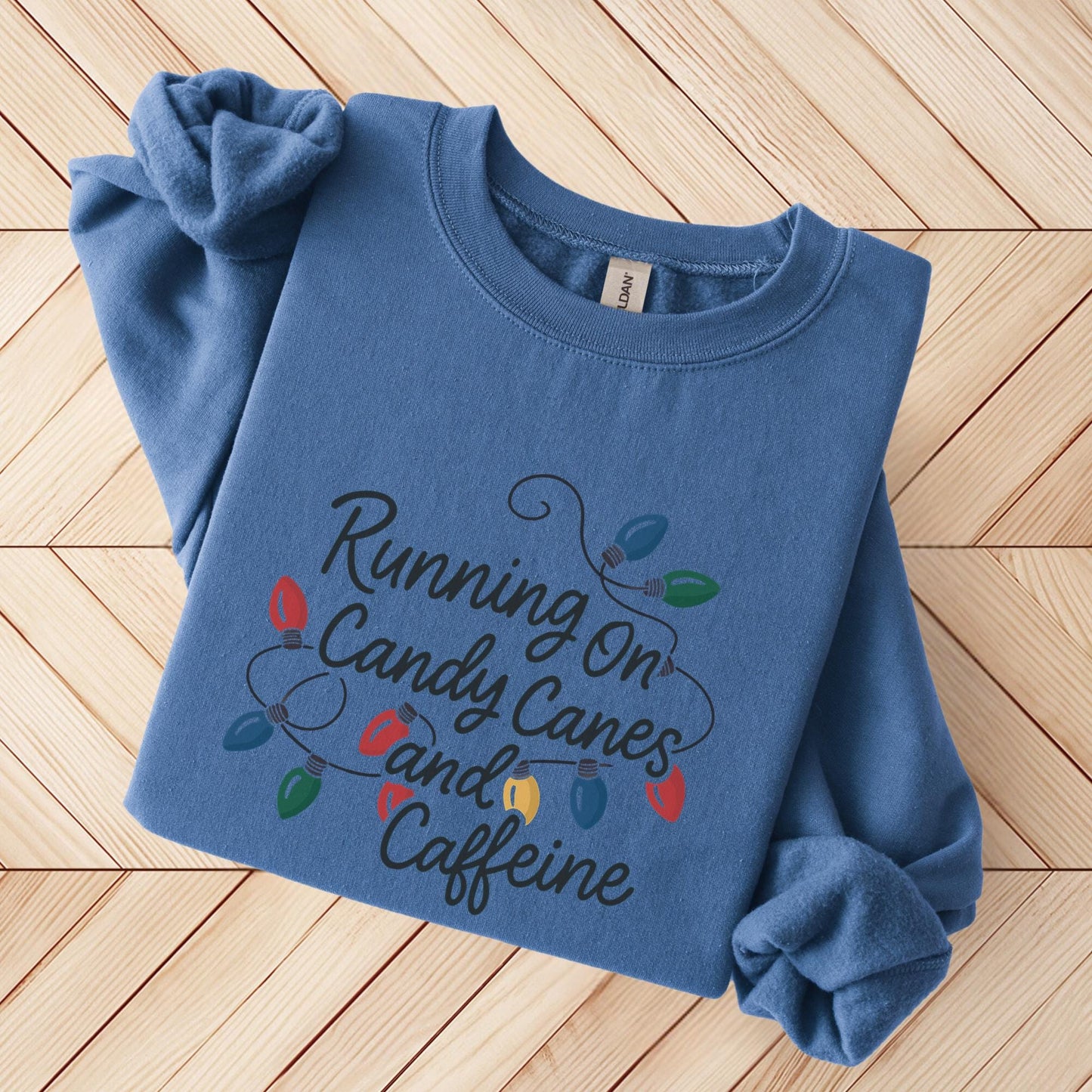 Running On Candy Canes And Caffeine Sweatshirt, Funny Christmas Gift