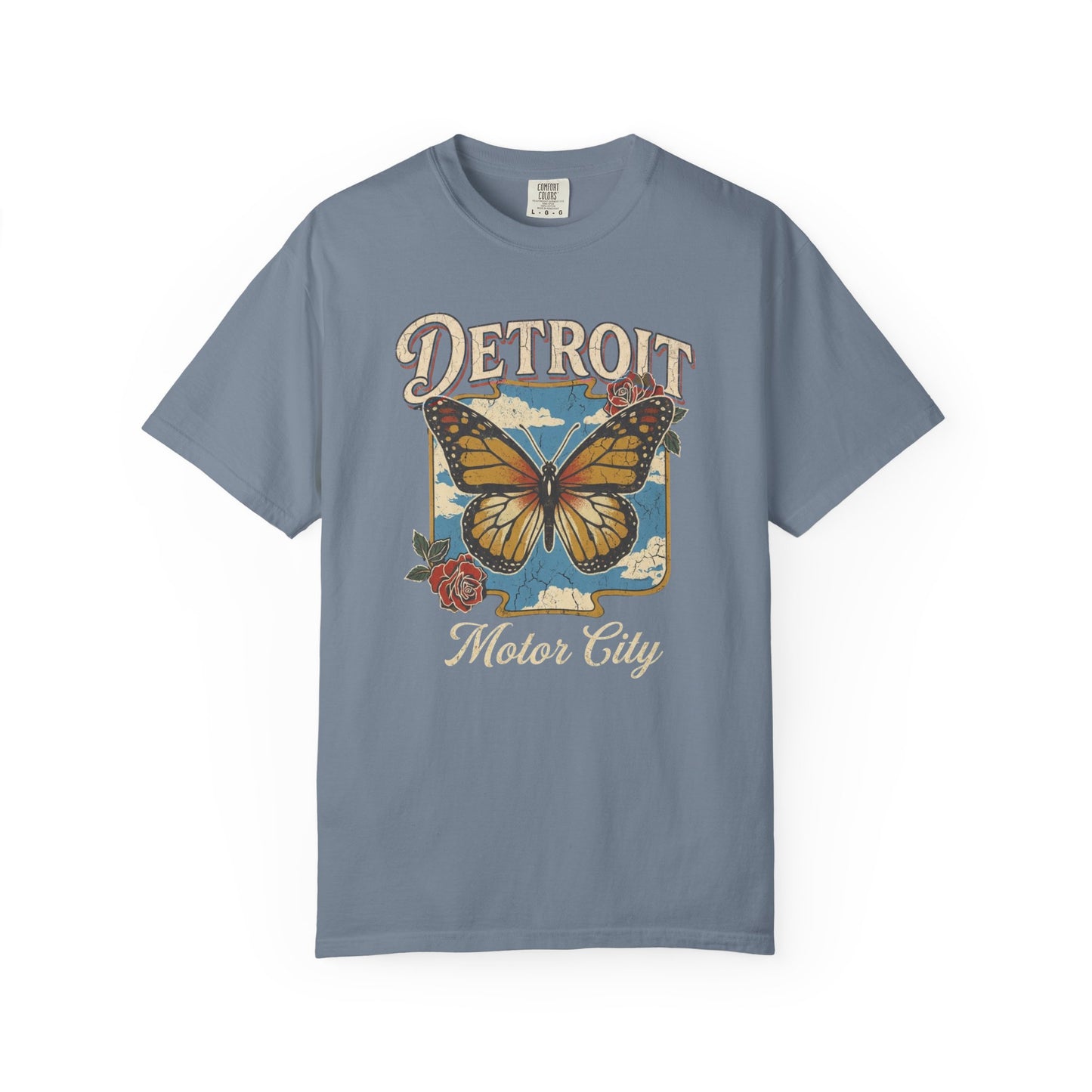 Detroit Motor City Butterfly T-Shirt — Vintage Floral Retro Graphic Tee