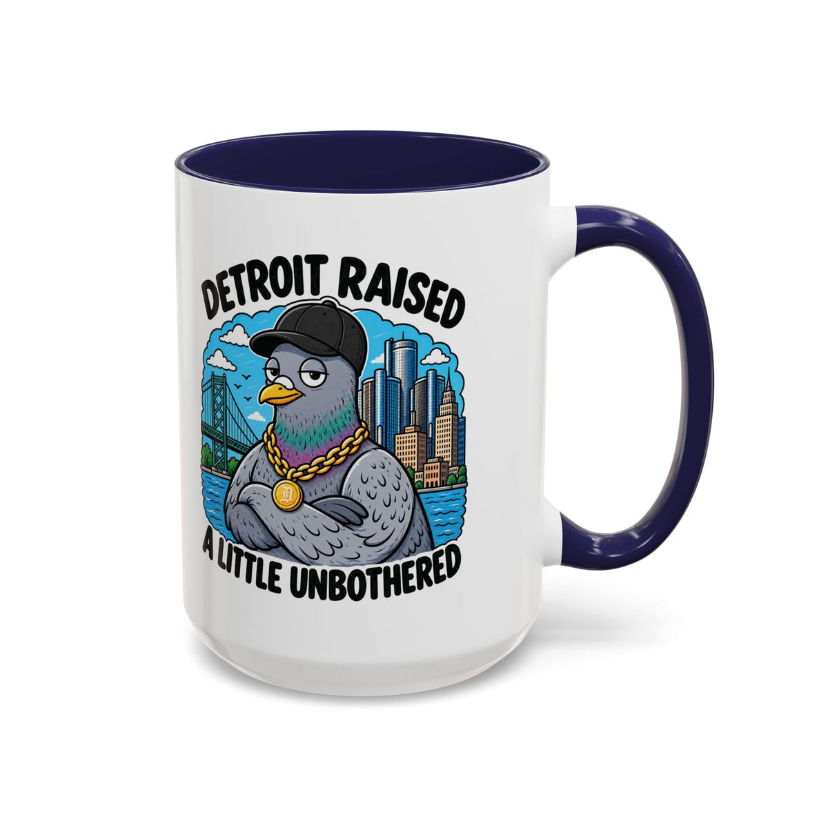 Detroit Raised A Little Unbothered Funny Pigeon Coffee Mug