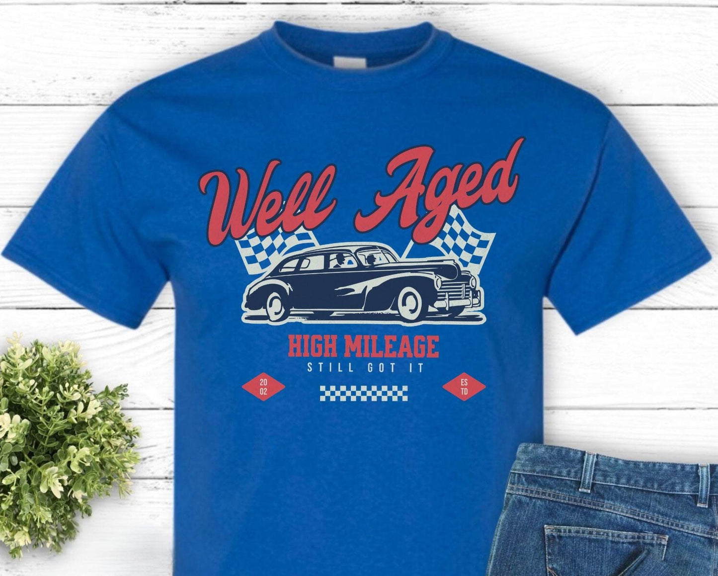 Personalized 40th Birthday Shirt, Well Aged High Mileage Classic Car Lover Gift (Est. 1985)
