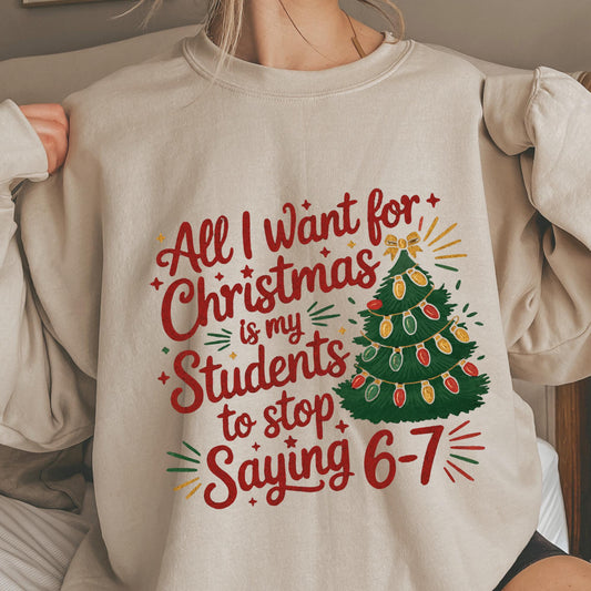 Funny Teacher Christmas Saying Sweatshirt, Students Wish Classroom Decor
