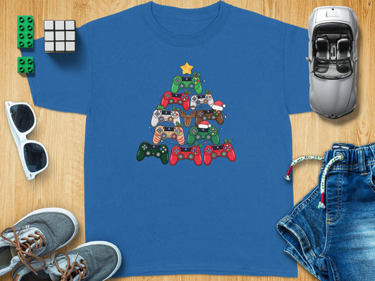 Gamer Christmas Tree T-Shirt, Controller Xmas Tee