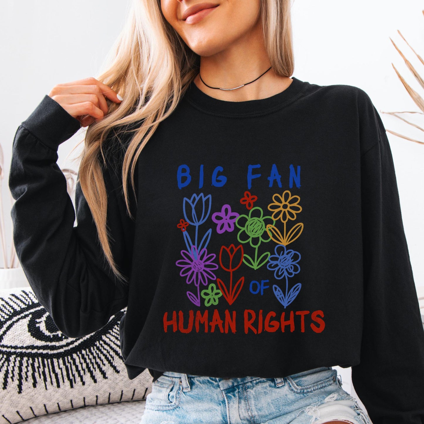 Human Rights Rainbow Flower Sweatshirt, Equality Kindness Tee