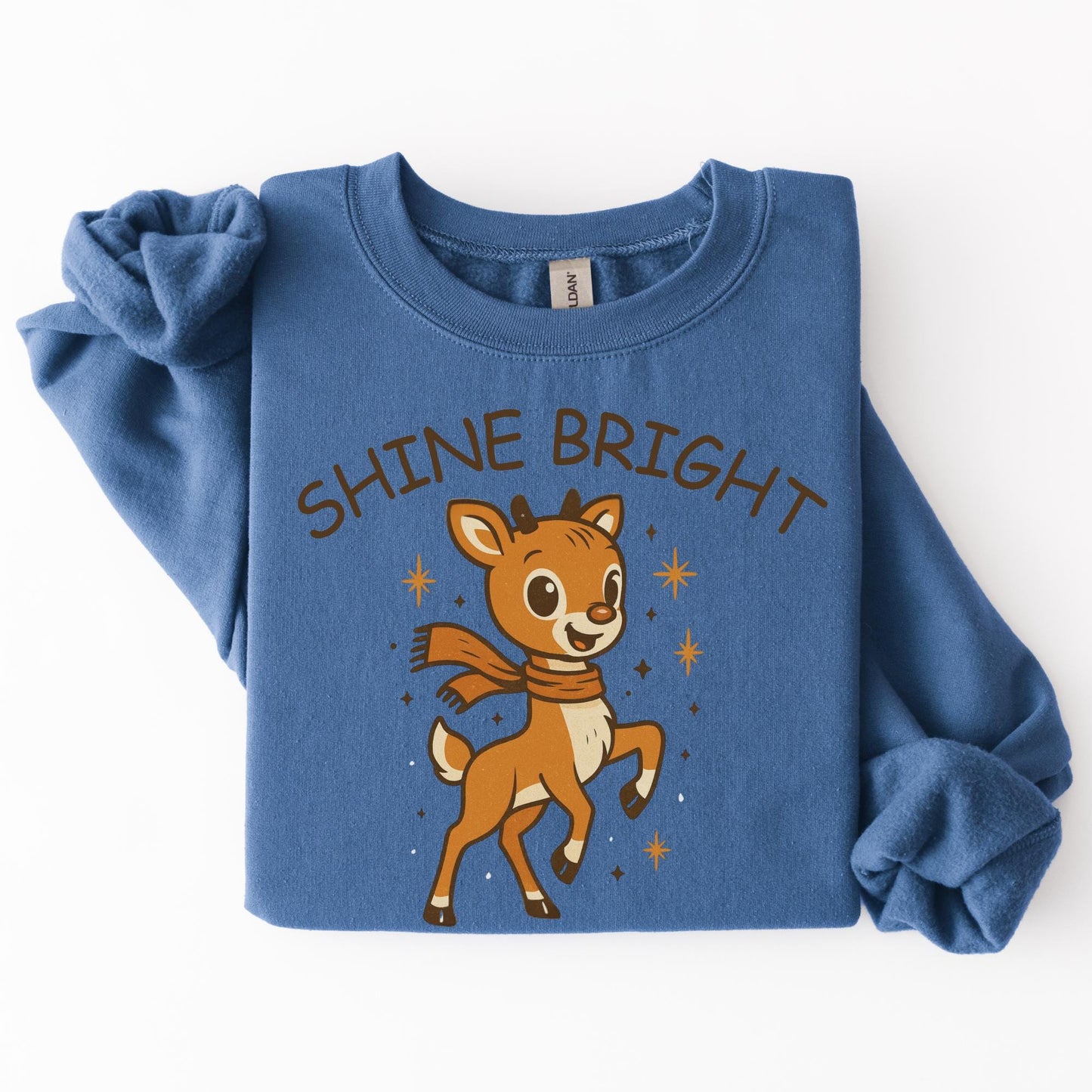 Shine Bright Reindeer, Christmas Other, Holiday Cheer Artwork, Cute Cartoon Reindeer, Festive Season Decor, Shine Bright Design