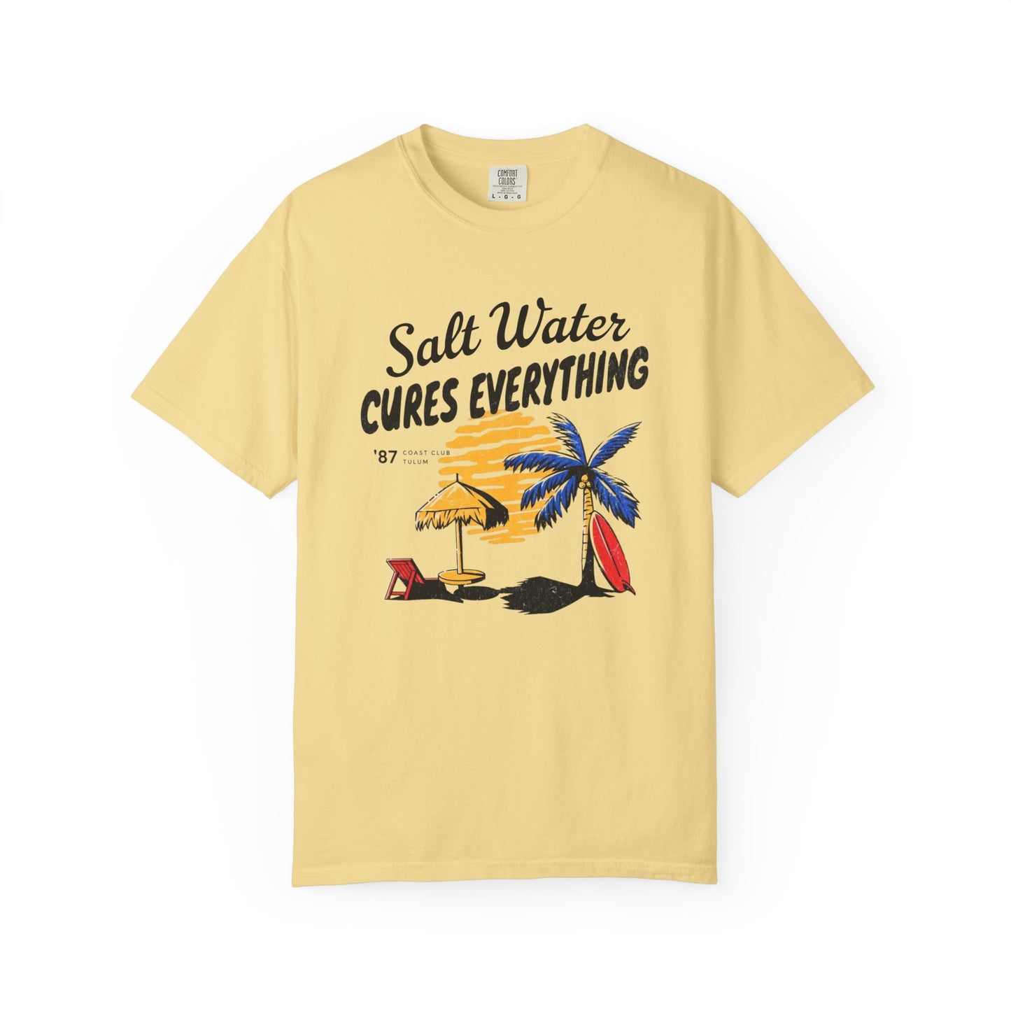 Salt Water Cures Everything Beach T-Shirt — Surf Palm Tree Graphic Tee
