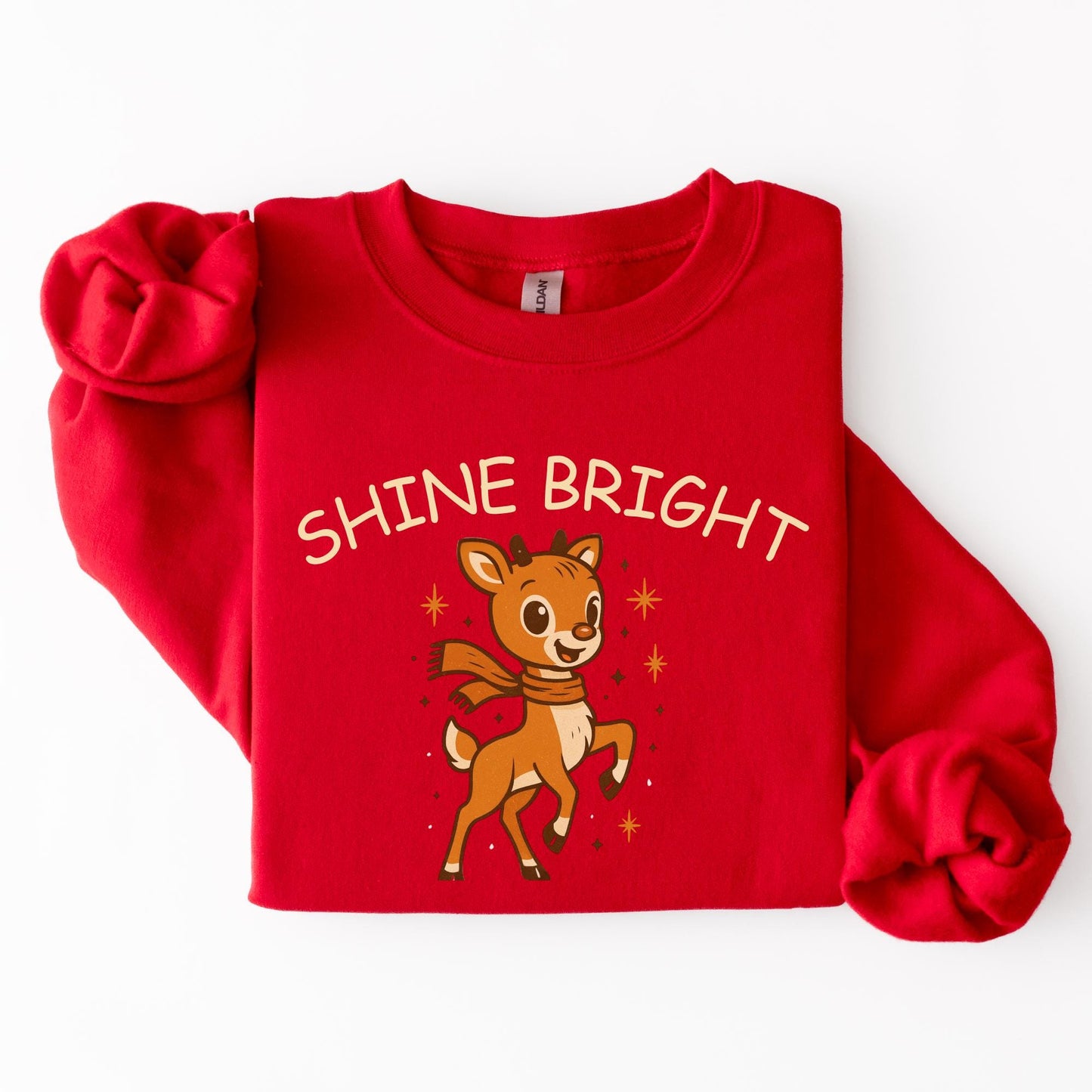 Shine Bright Reindeer, Christmas Other, Holiday Cheer Artwork, Cute Cartoon Reindeer, Festive Season Decor, Shine Bright Design