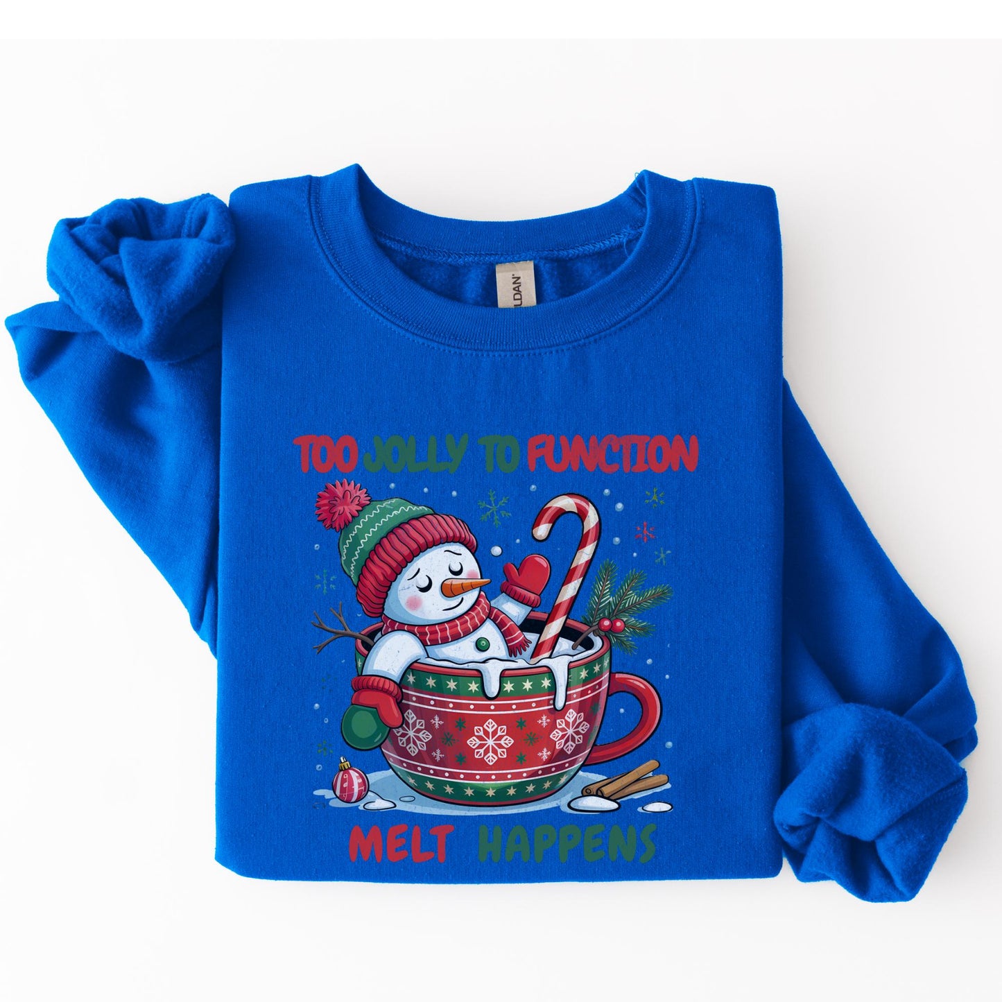 Funny Snowman Christmas Sweatshirt, Holiday Cocoa Mug Shirt