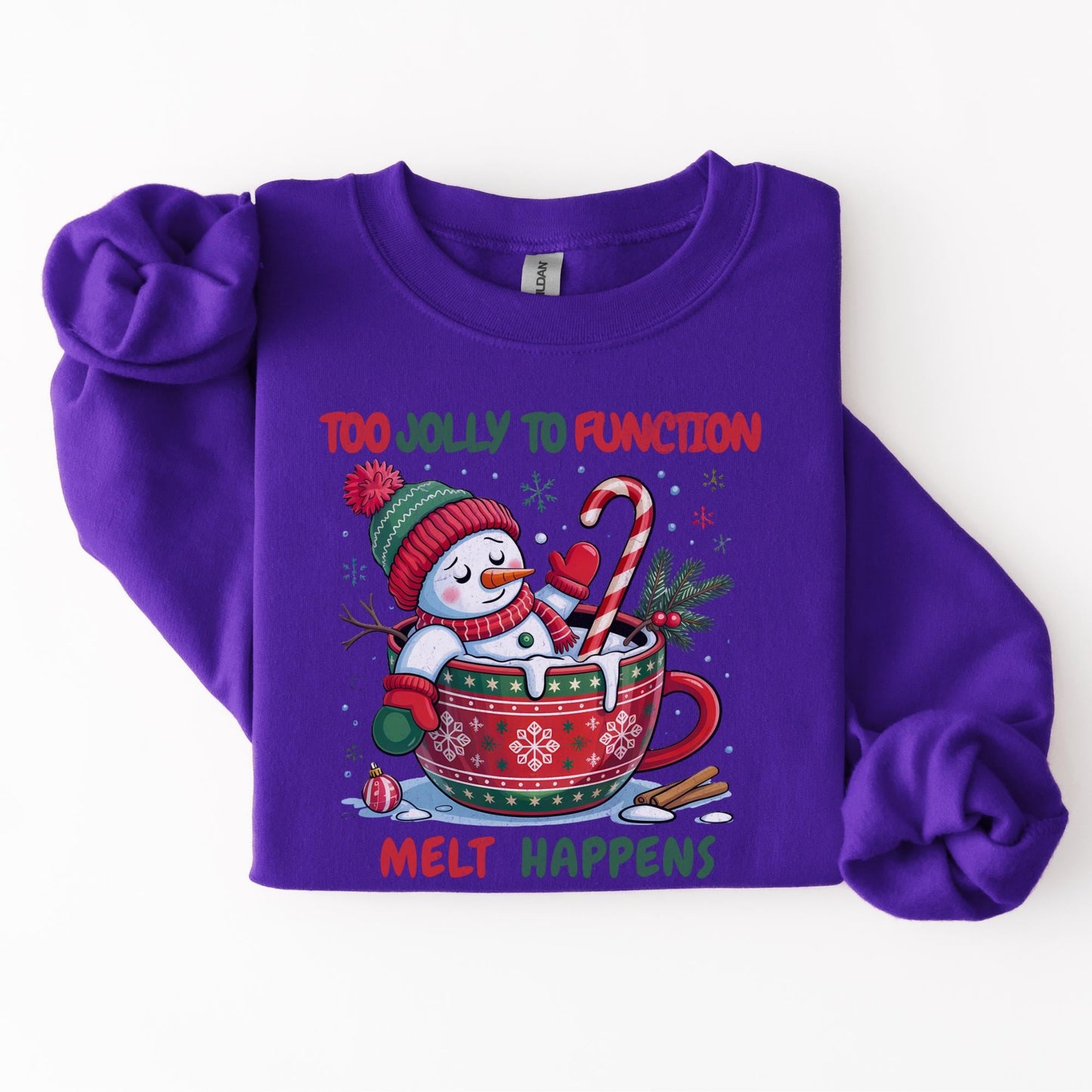Funny Snowman Christmas Sweatshirt, Holiday Cocoa Mug Shirt