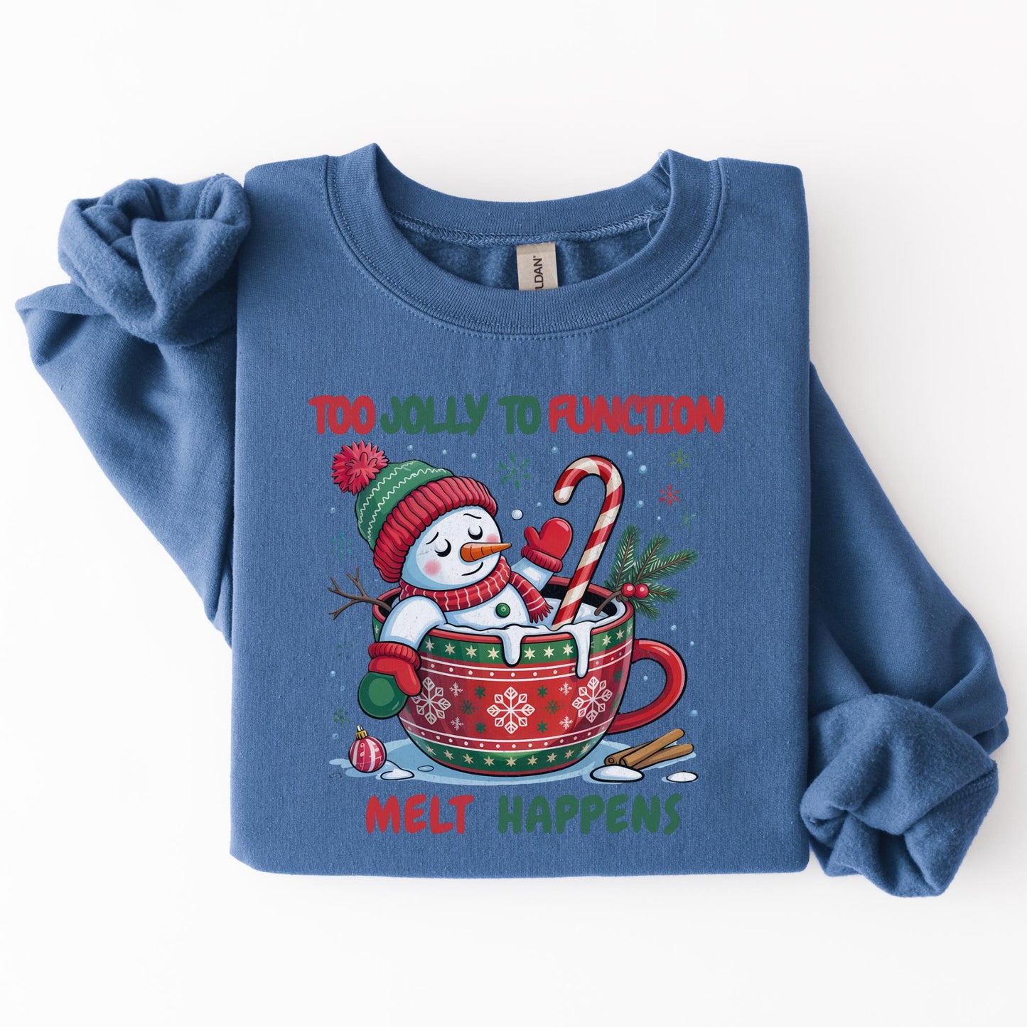 Funny Snowman Christmas Sweatshirt, Holiday Cocoa Mug Shirt