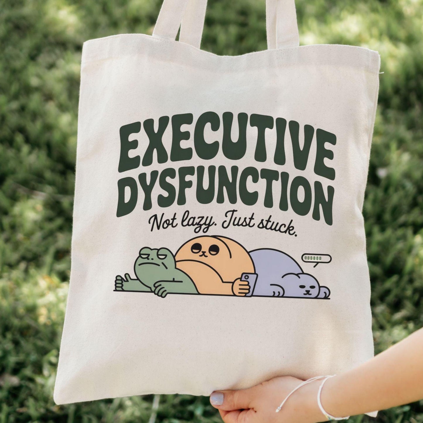 Executive Dysfunction Canvas Tote Bag: Funny Neurodivergent Gift