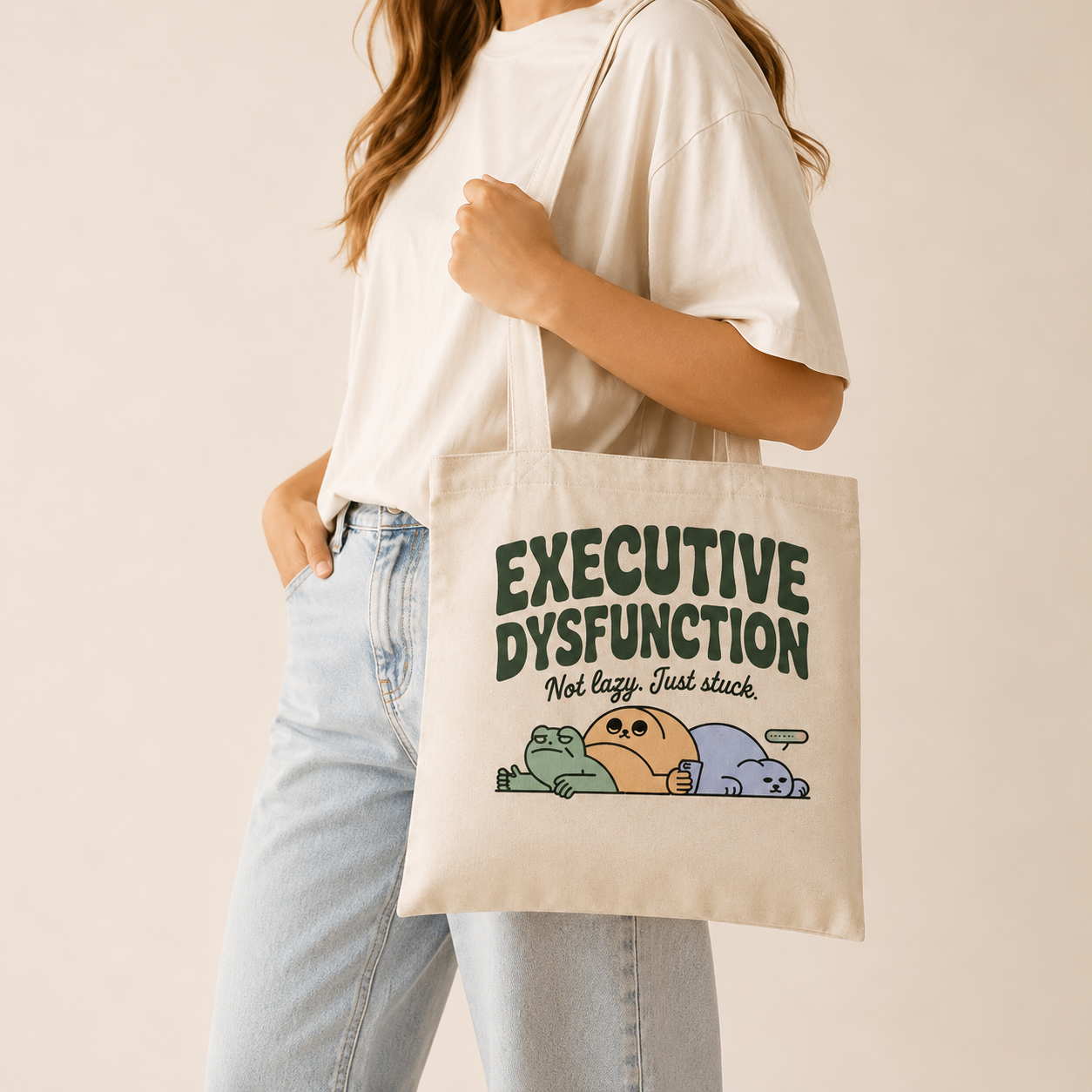 Executive Dysfunction Canvas Tote Bag: Funny Neurodivergent Gift