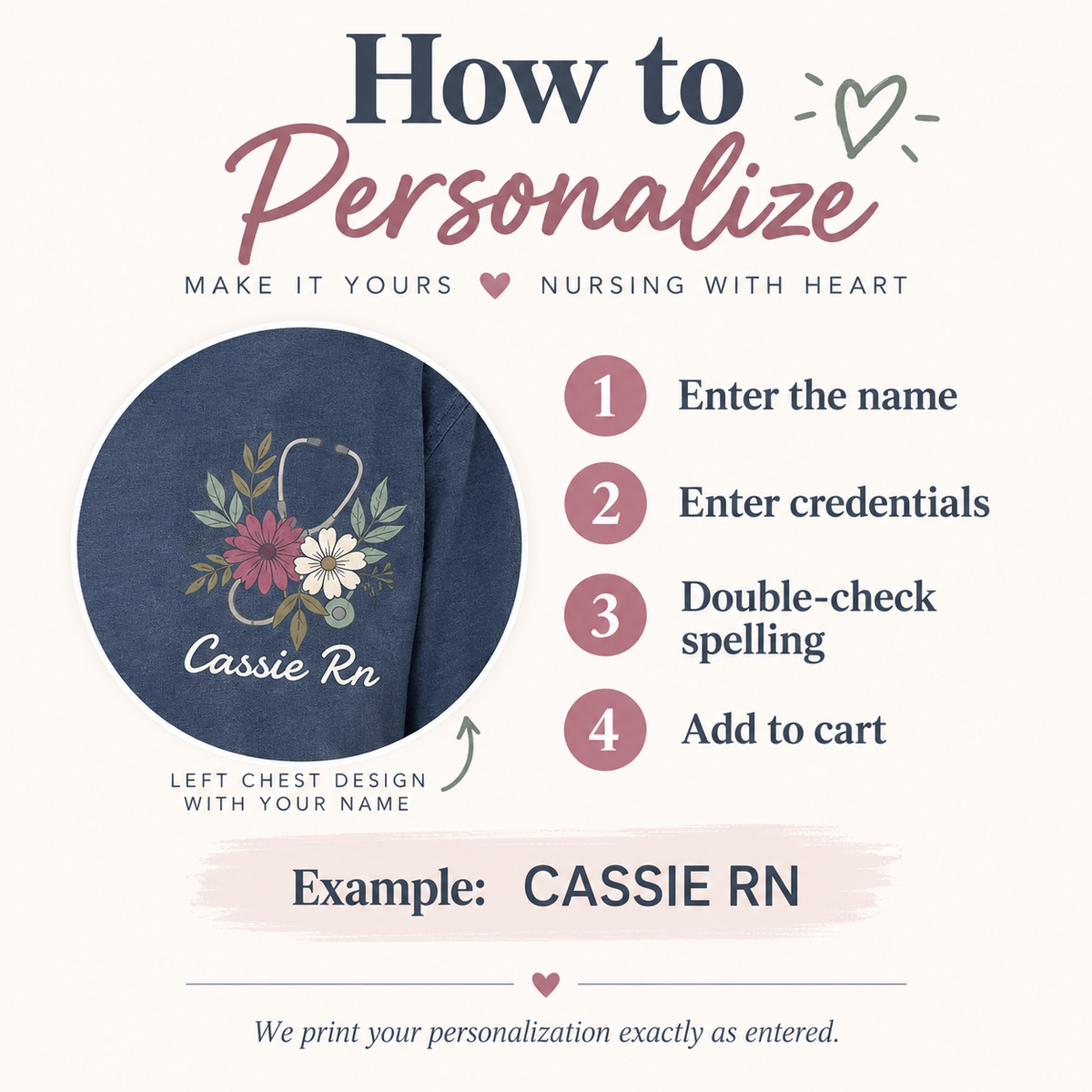 Personalized Nurse Comfort Colors Tee – Custom Name & Credentials