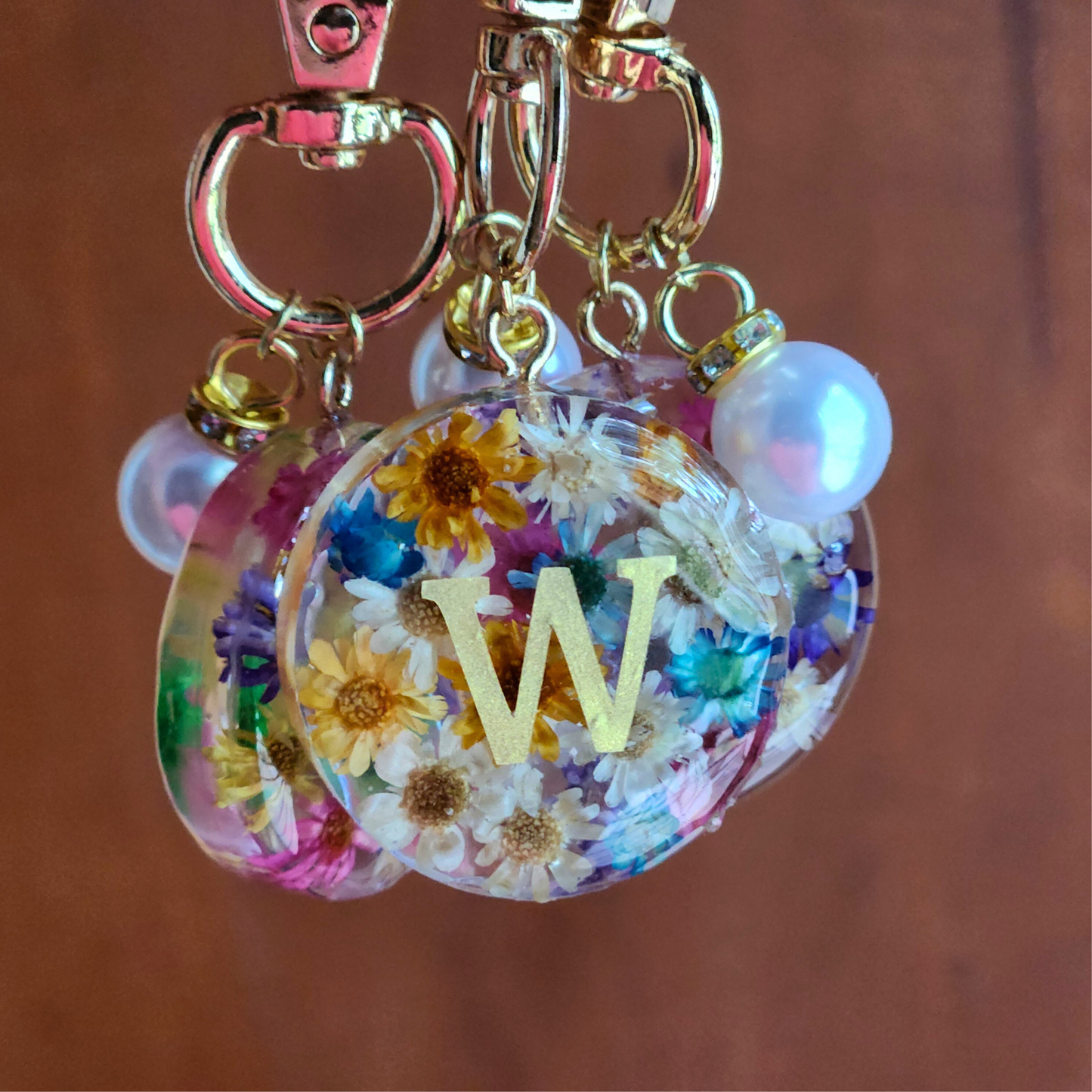 Personalized Initial Flower Keychain