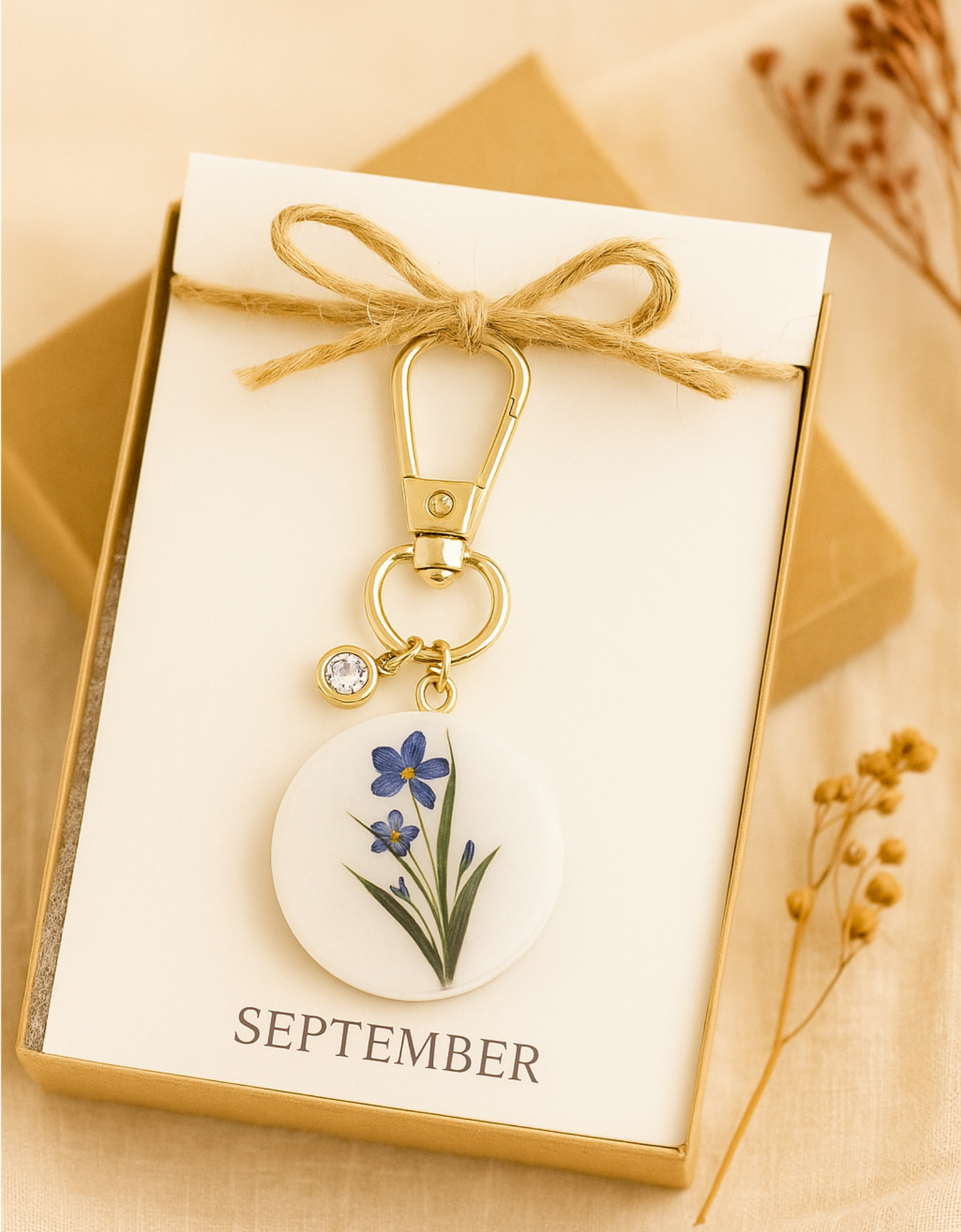 Personalized Birth Flower Keychain
