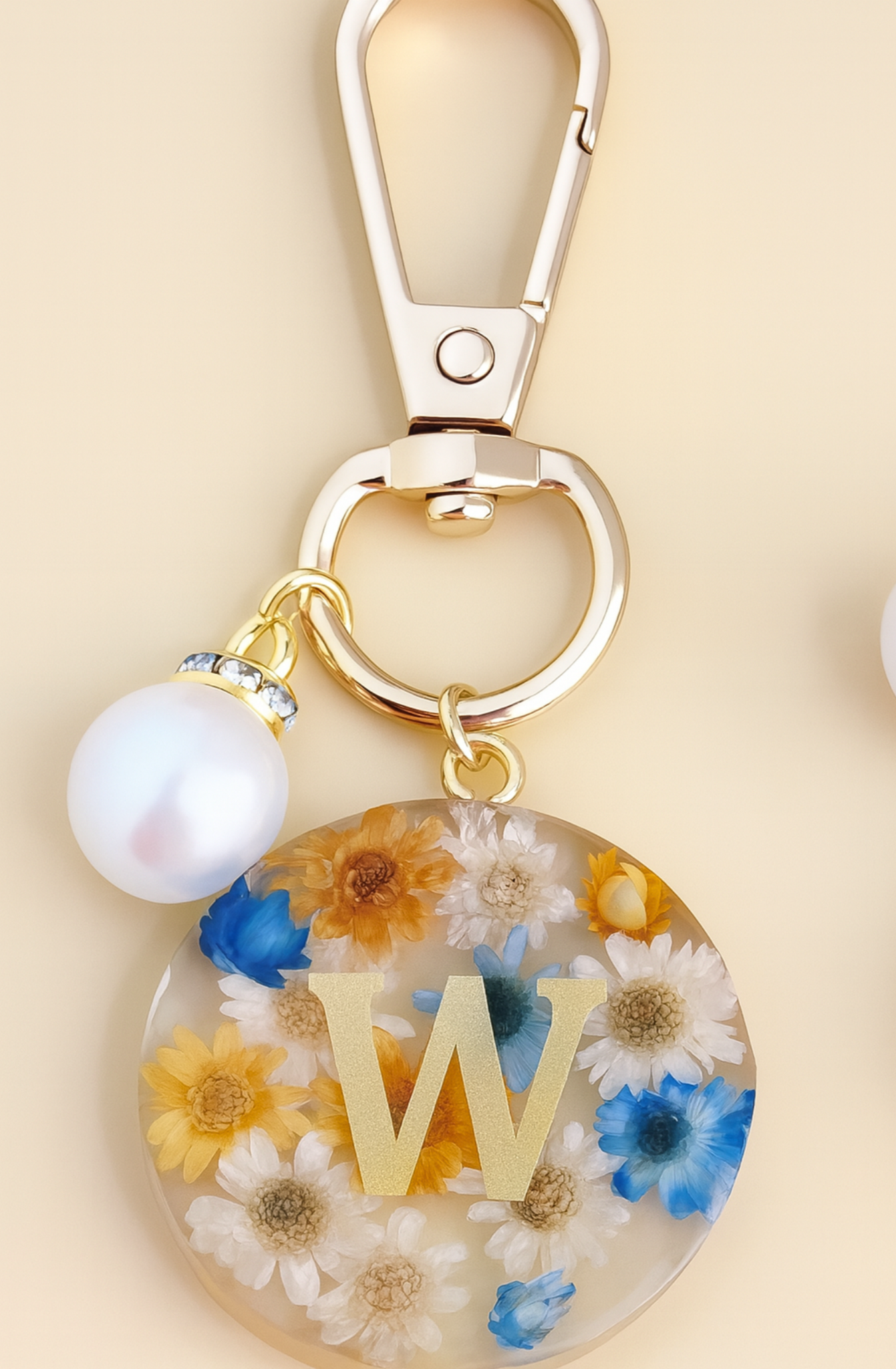 Personalized Initial Flower Keychain