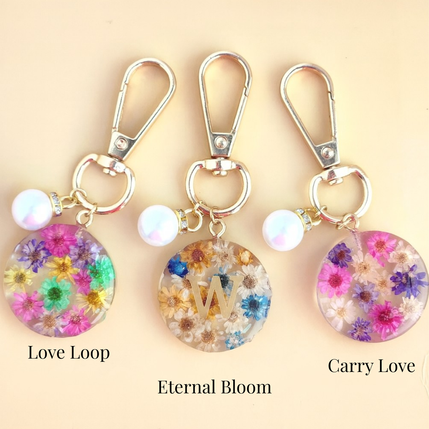Personalized Initial Flower Keychain