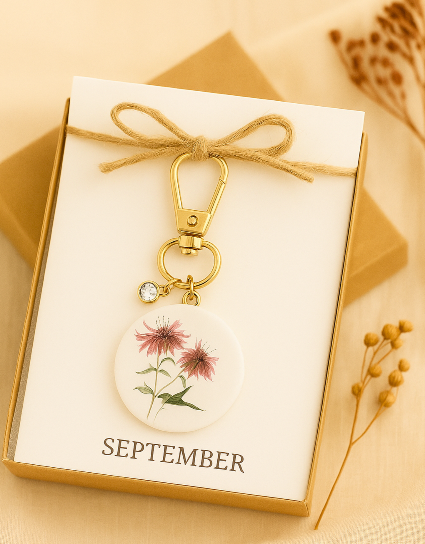 Personalized Birth Flower Keychain