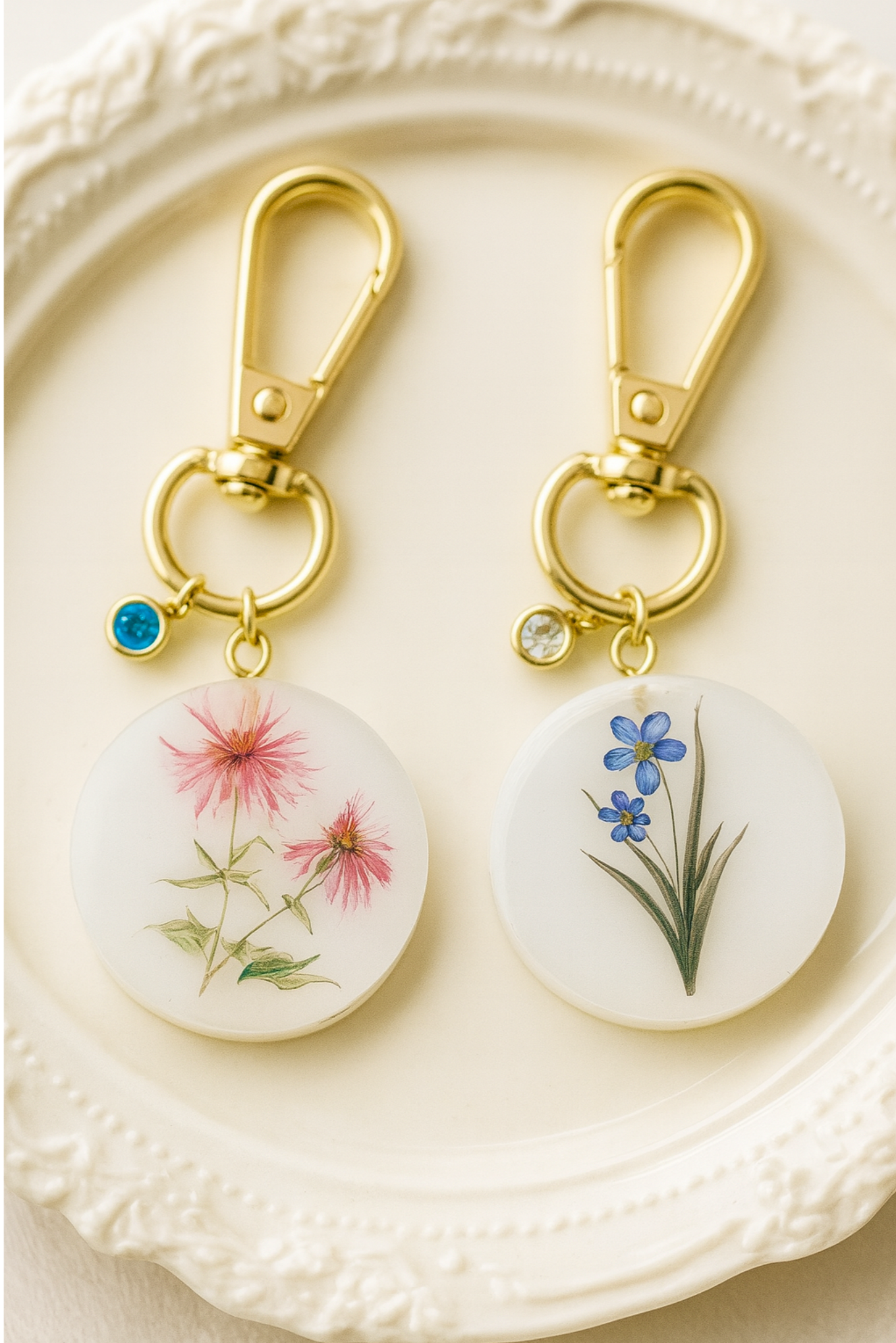 Personalized Birth Flower Keychain