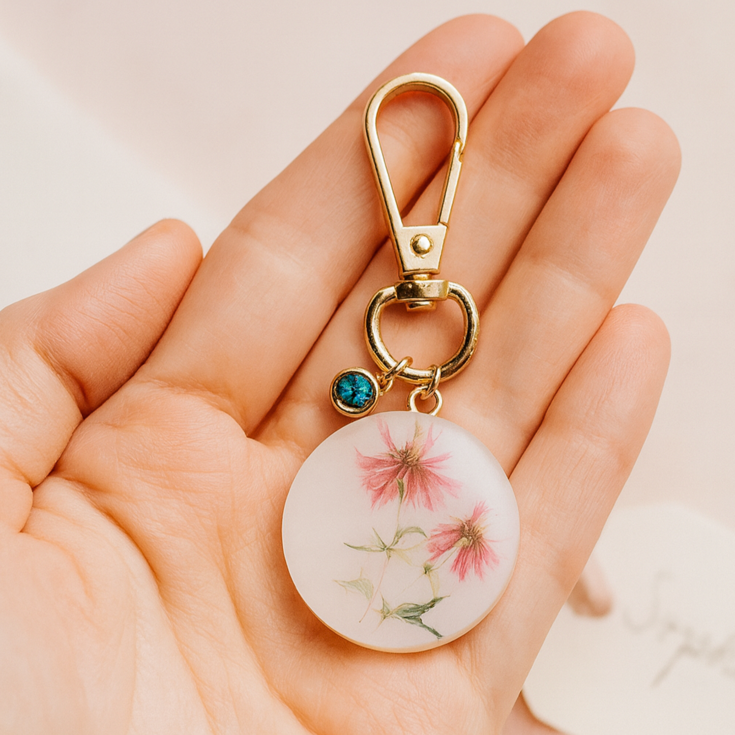 Personalized Birth Flower Keychain