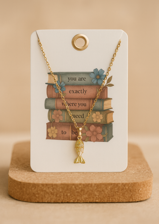 Gold Fish Pendant Necklace | 18k Gold Plating | Ocean Symbol & Christian Gift
