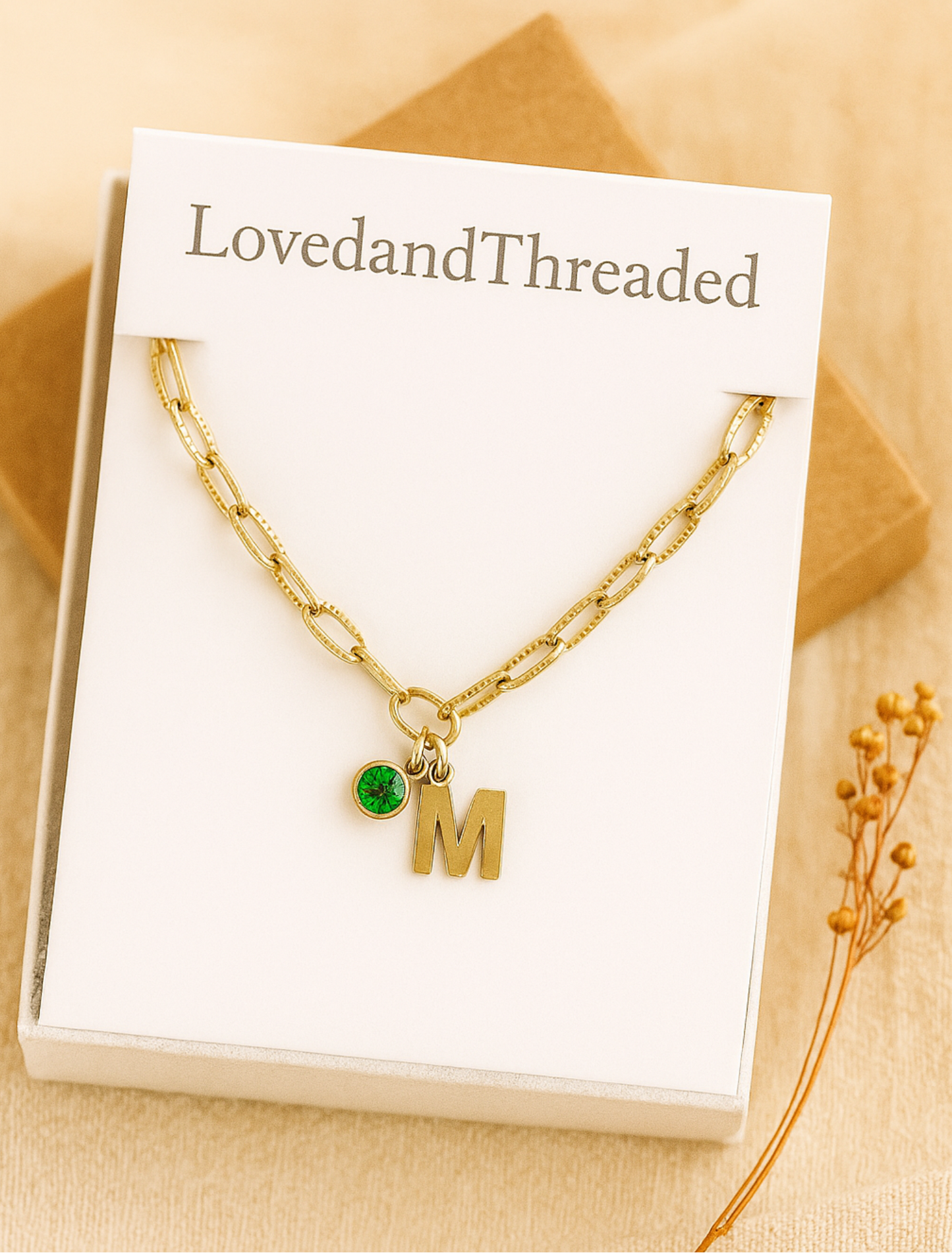 Dainty Gold Birthstone Bracelet Personalized Initial Gift for Her Minimalist Custom Jewelry