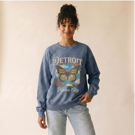 Detroit Motor City Butterfly Sweatshirt