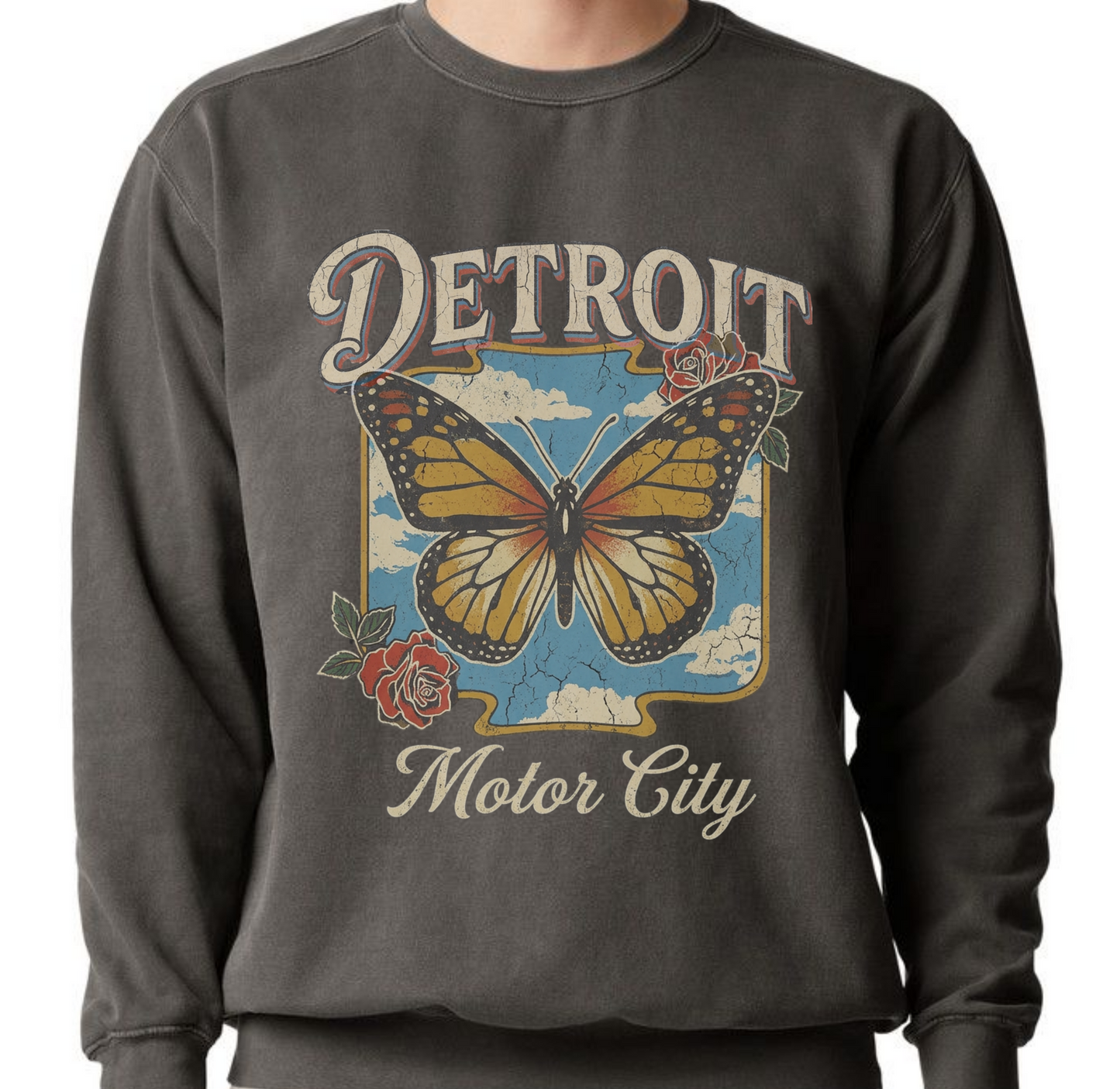 Detroit Motor City Butterfly Sweatshirt