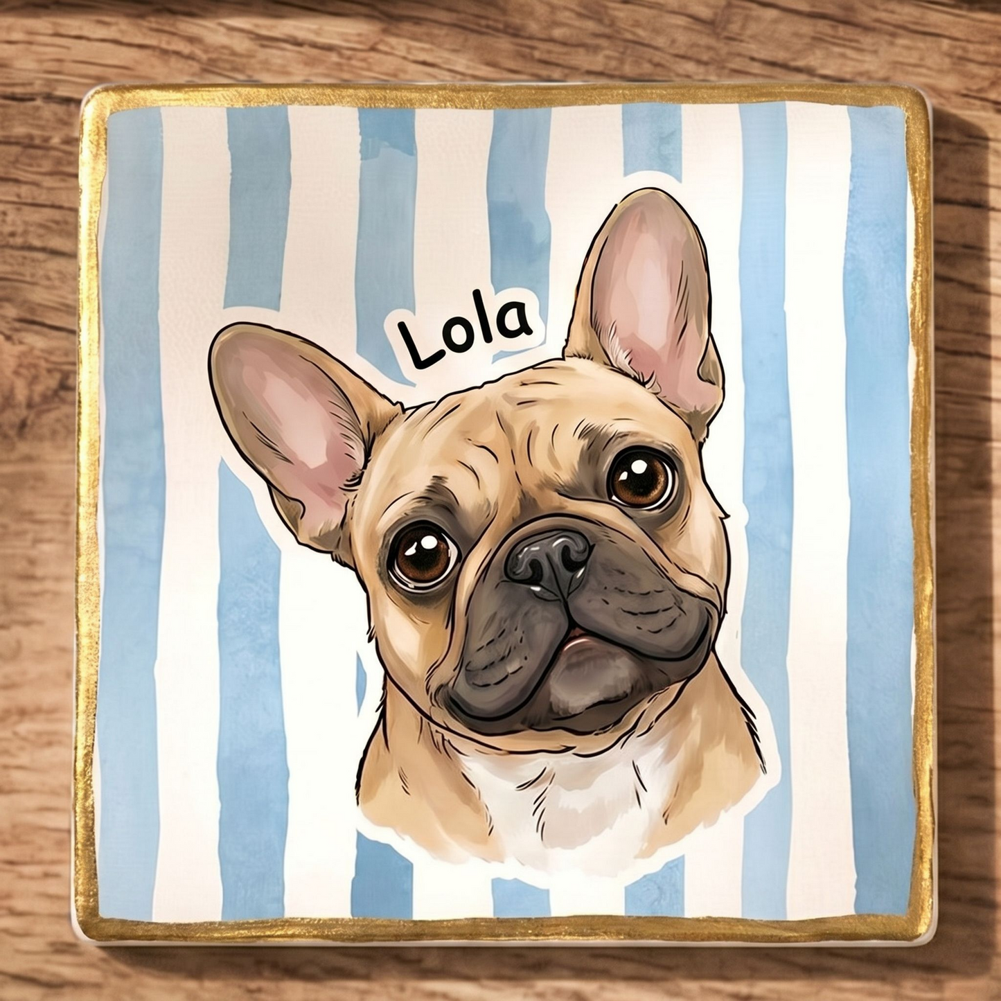 Custom Pet Portrait Coasters – Set of 4, Personalized Resin Drink Coasters