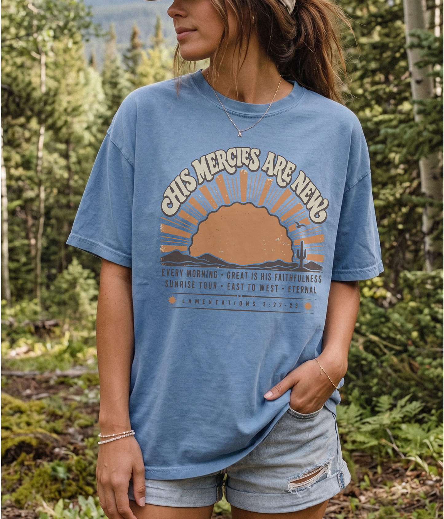 T-Shirt — "His Mercies Are New" Sunrise Christian Tee